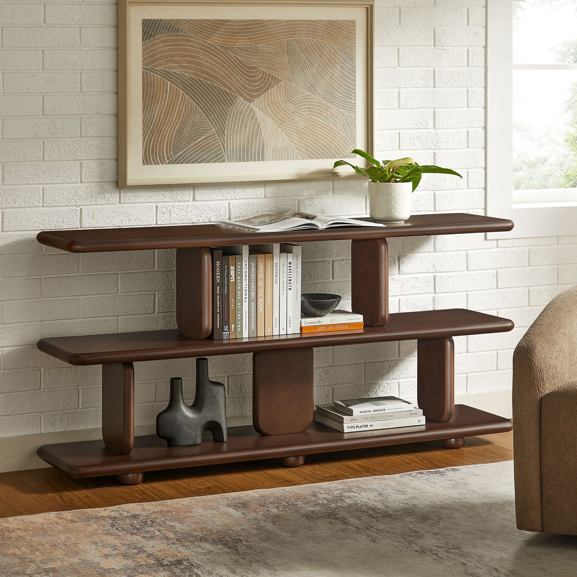 Lyle Sculptural 2-Tier Bookshelf by Modway - Best Buy Furniture