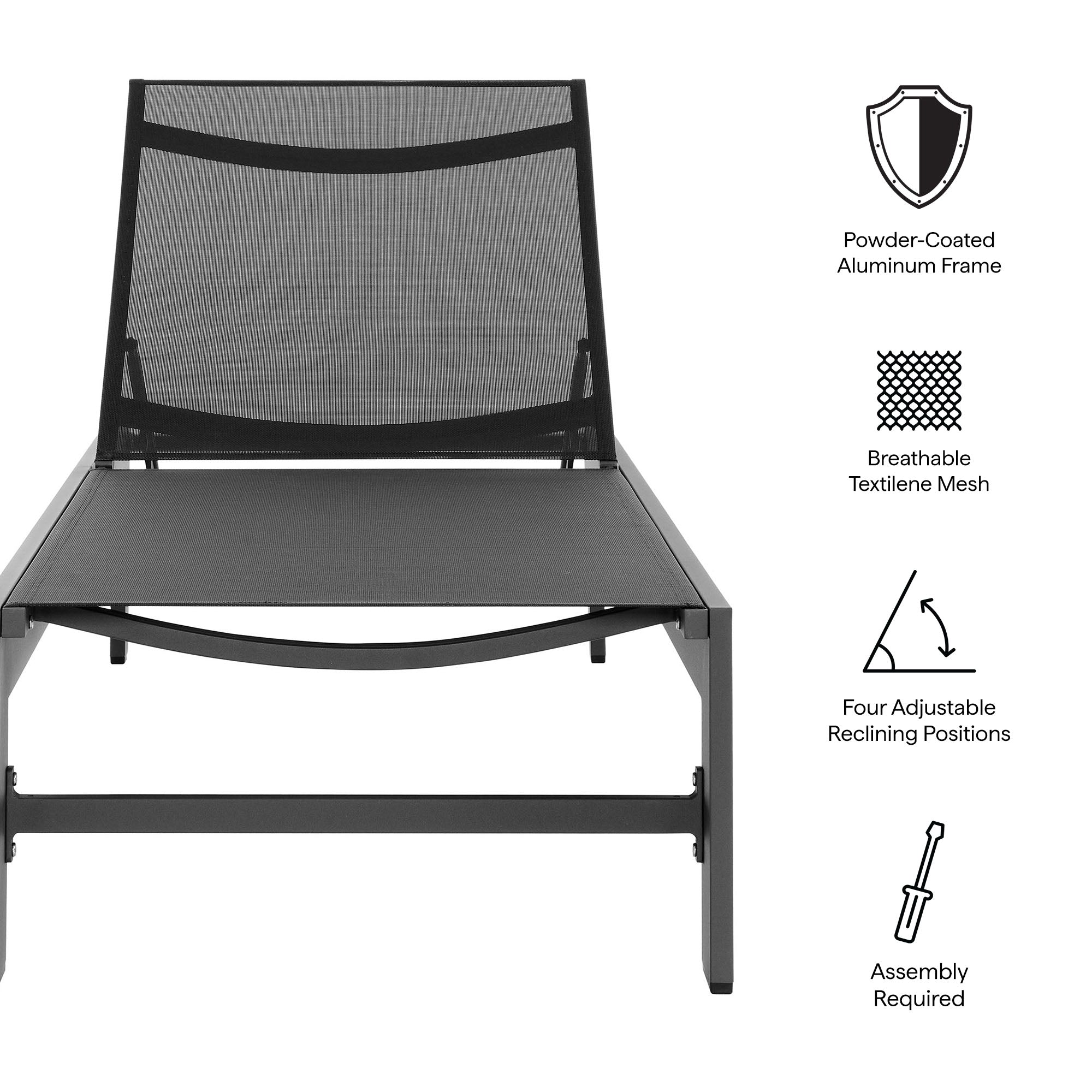 Tahoe Outdoor Patio Mesh and Aluminum Chaise Lounge by Modway - Best Buy Furniture