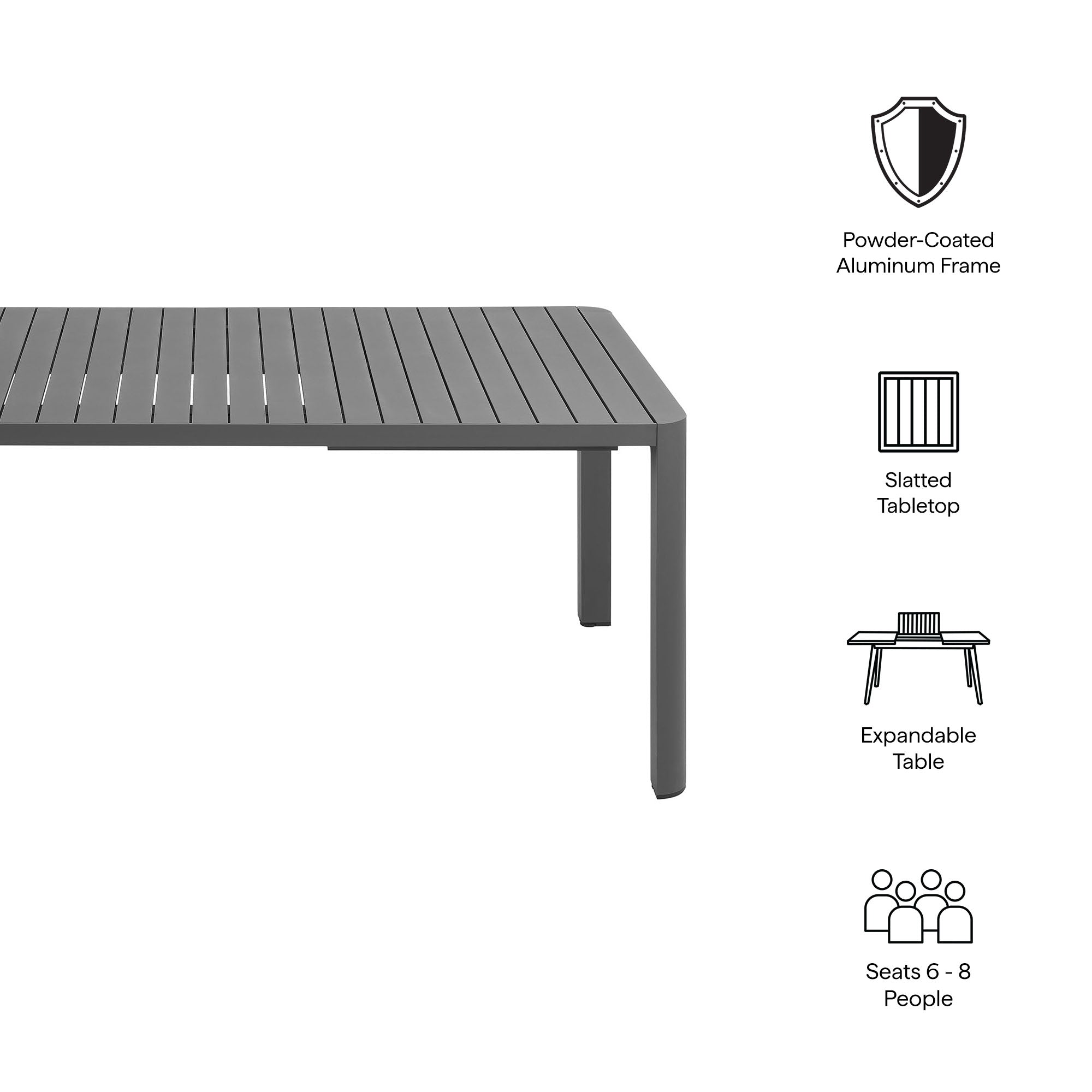 Tahoe Outdoor Patio Aluminum Extendable Dining Table by Modway - Best Buy Furniture