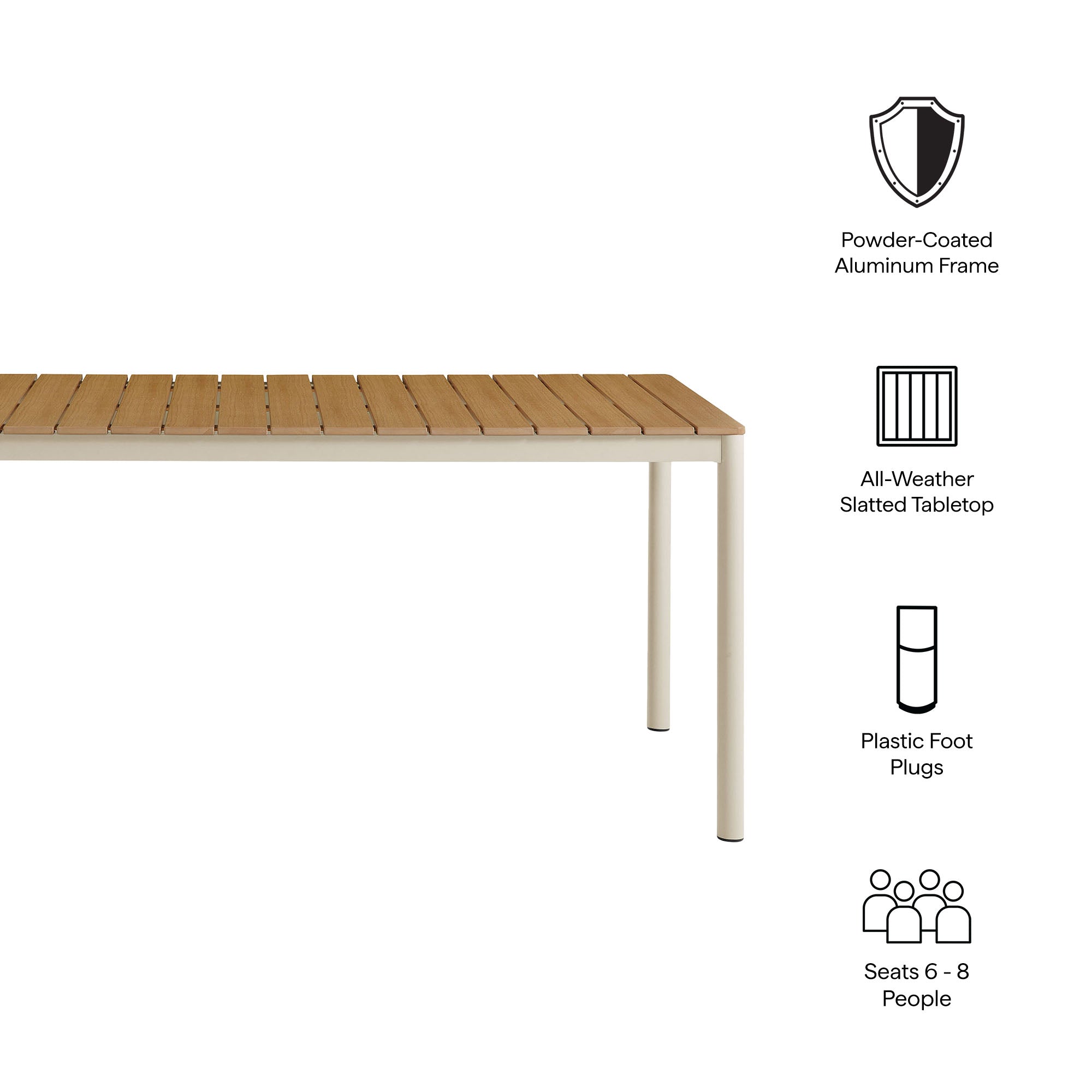 Finn 71" Outdoor Patio Aluminum Dining Table with Faux Wood Top by Modway - Best Buy Furniture