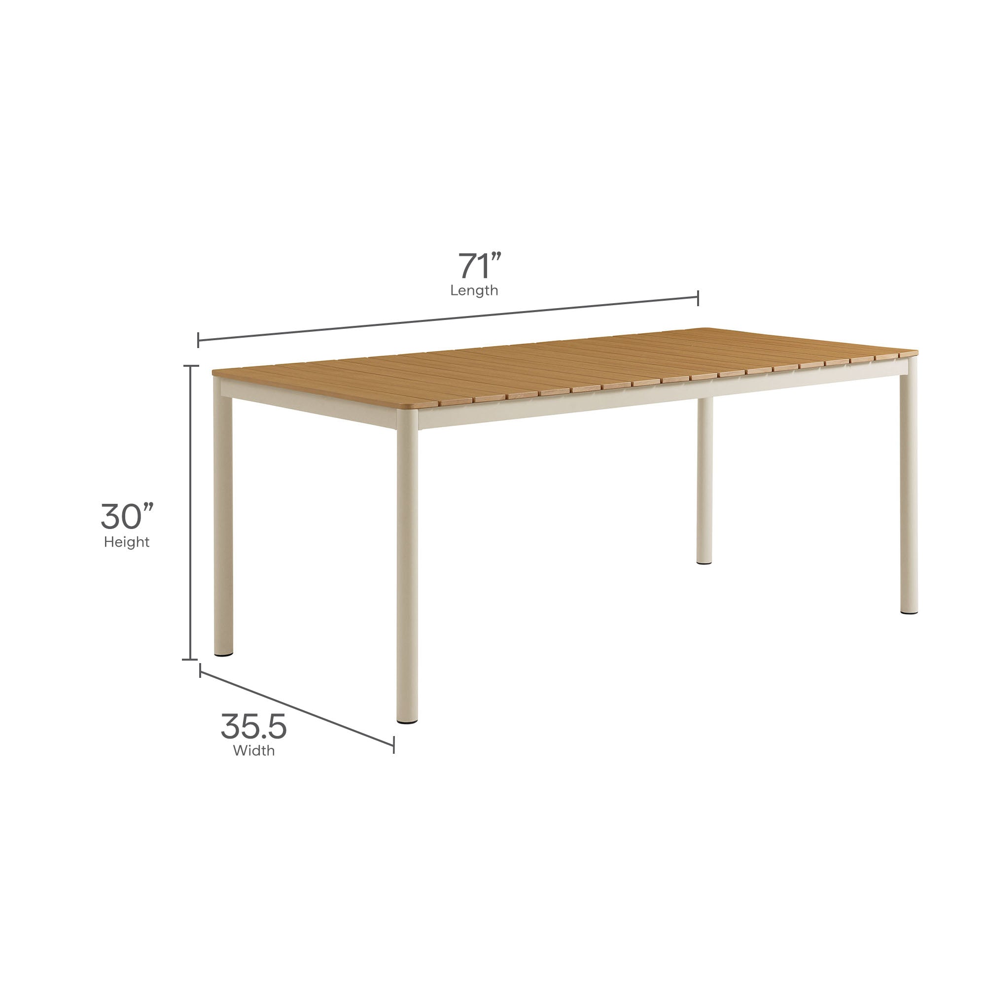 Finn 71" Outdoor Patio Aluminum Dining Table with Faux Wood Top by Modway - Best Buy Furniture