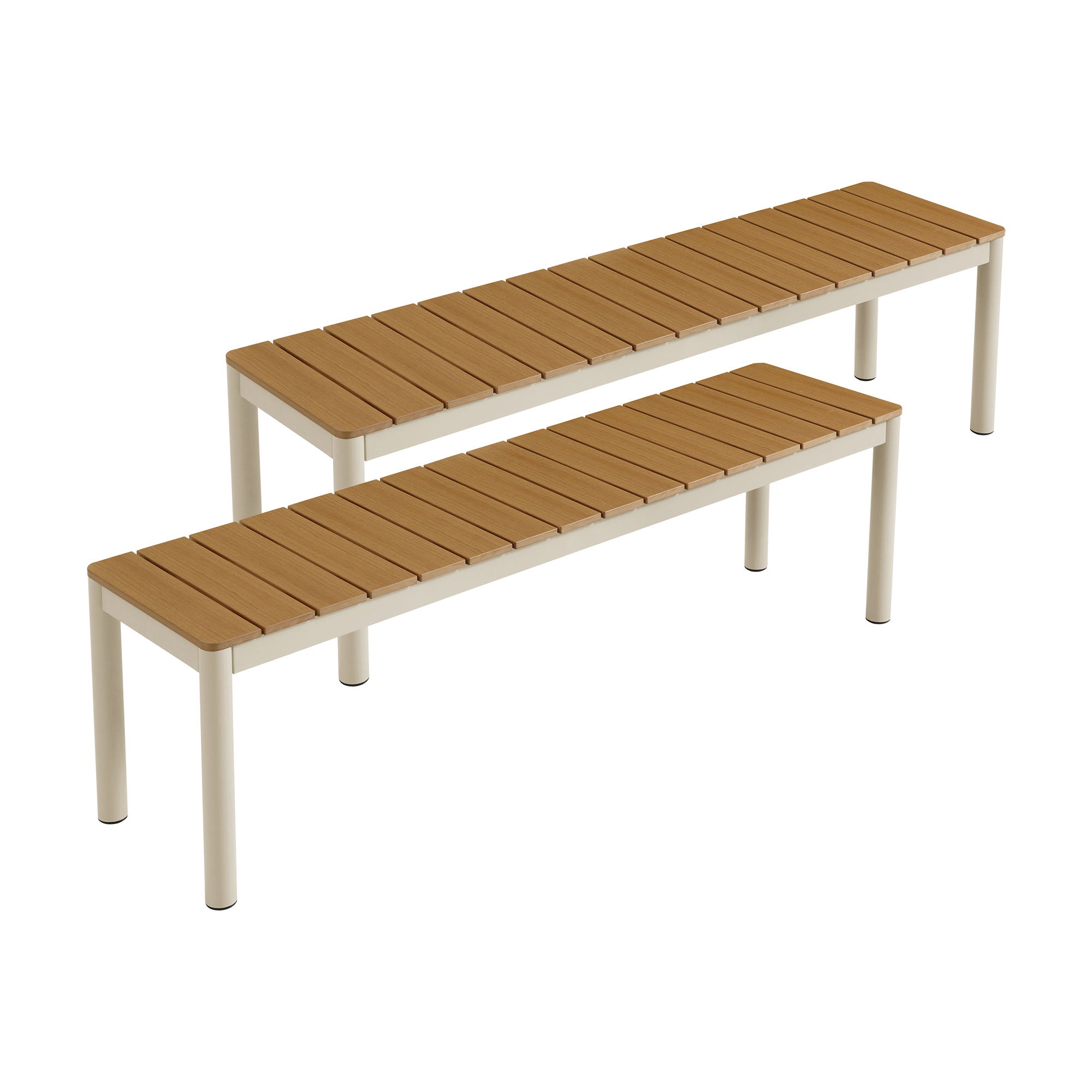Finn Outdoor Patio Aluminum Bench with Faux Wood Top Set of 2 by Modway - Best Buy Furniture