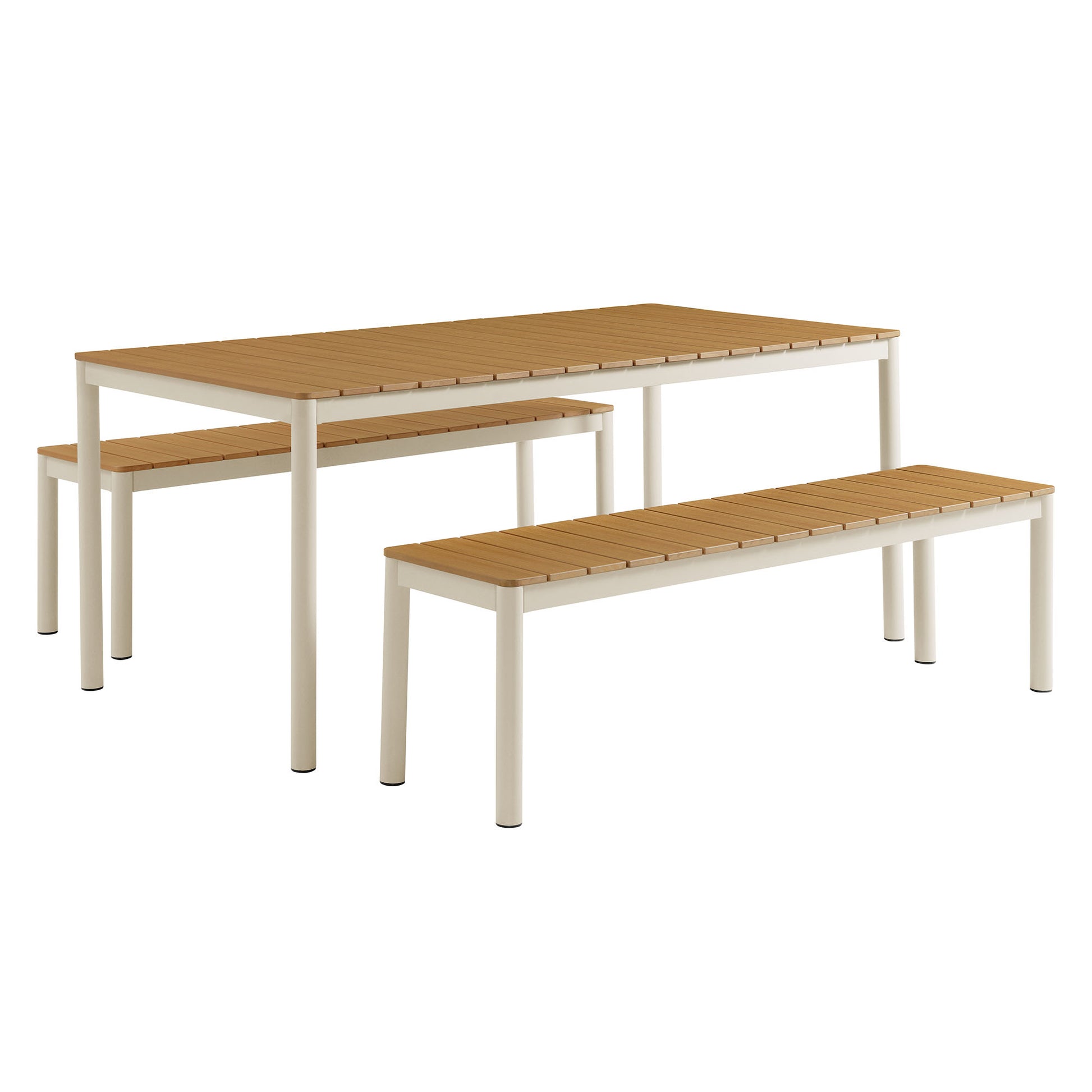 Finn Outdoor Patio Aluminum Faux Wood Dining Set with Benches by Modway - Best Buy Furniture