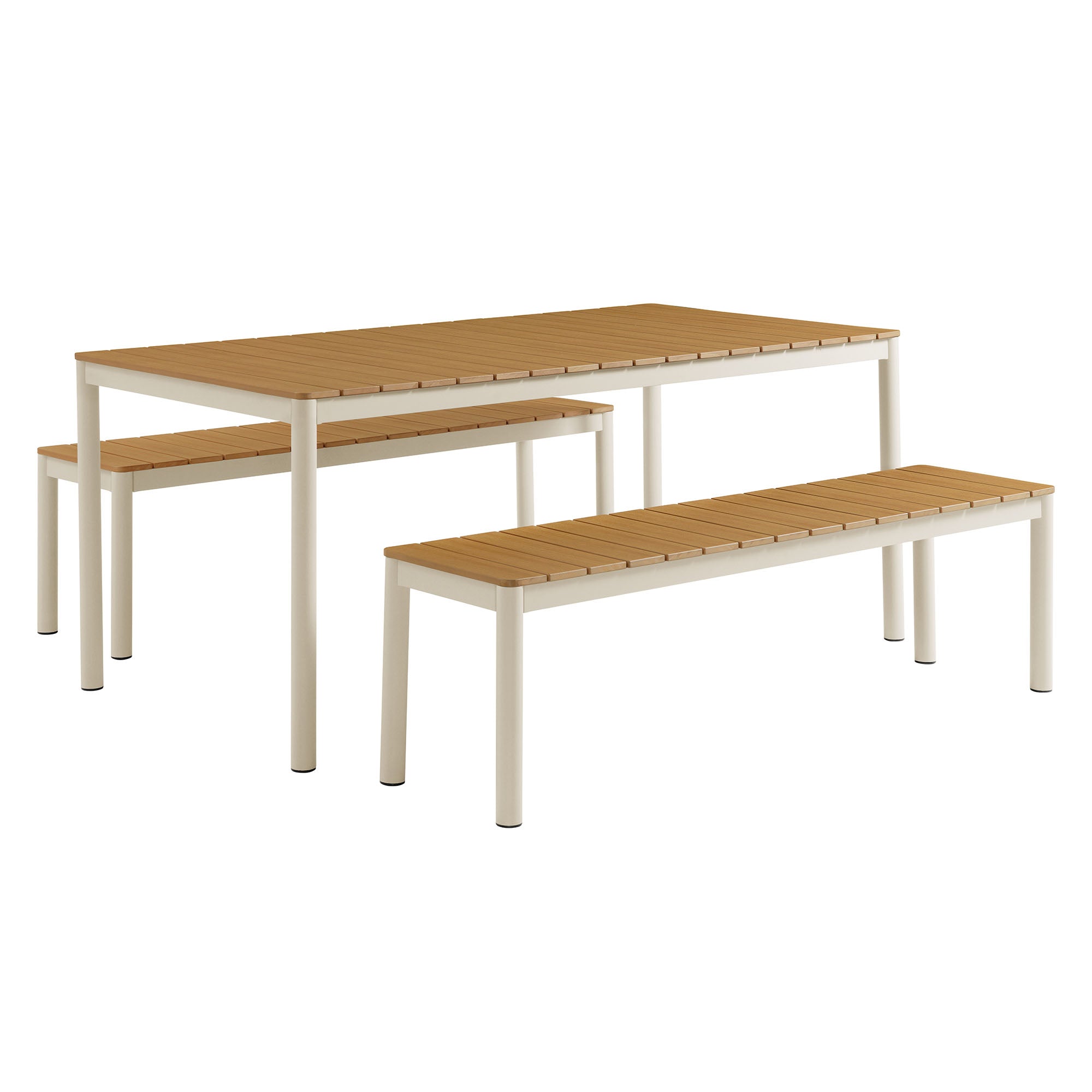 Finn Outdoor Patio Aluminum Faux Wood Dining Set with Benches by Modway - Best Buy Furniture