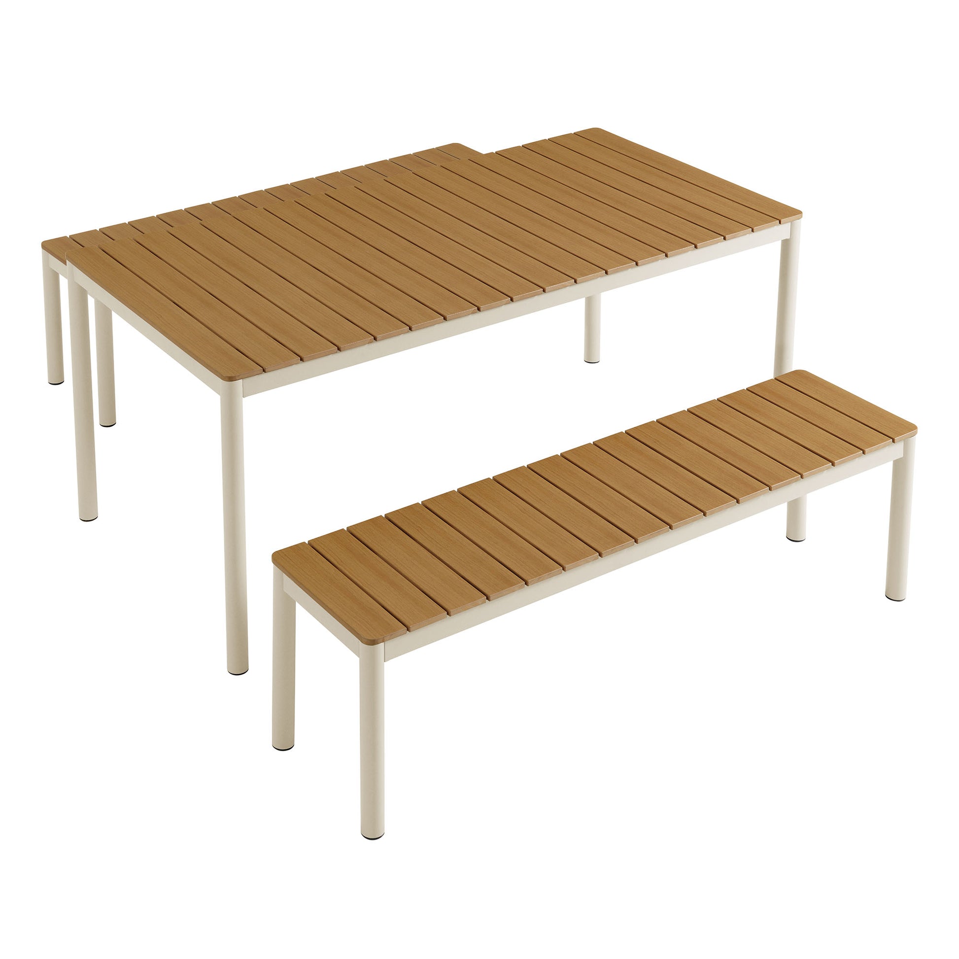 Finn Outdoor Patio Aluminum Faux Wood Dining Set with Benches by Modway - Best Buy Furniture