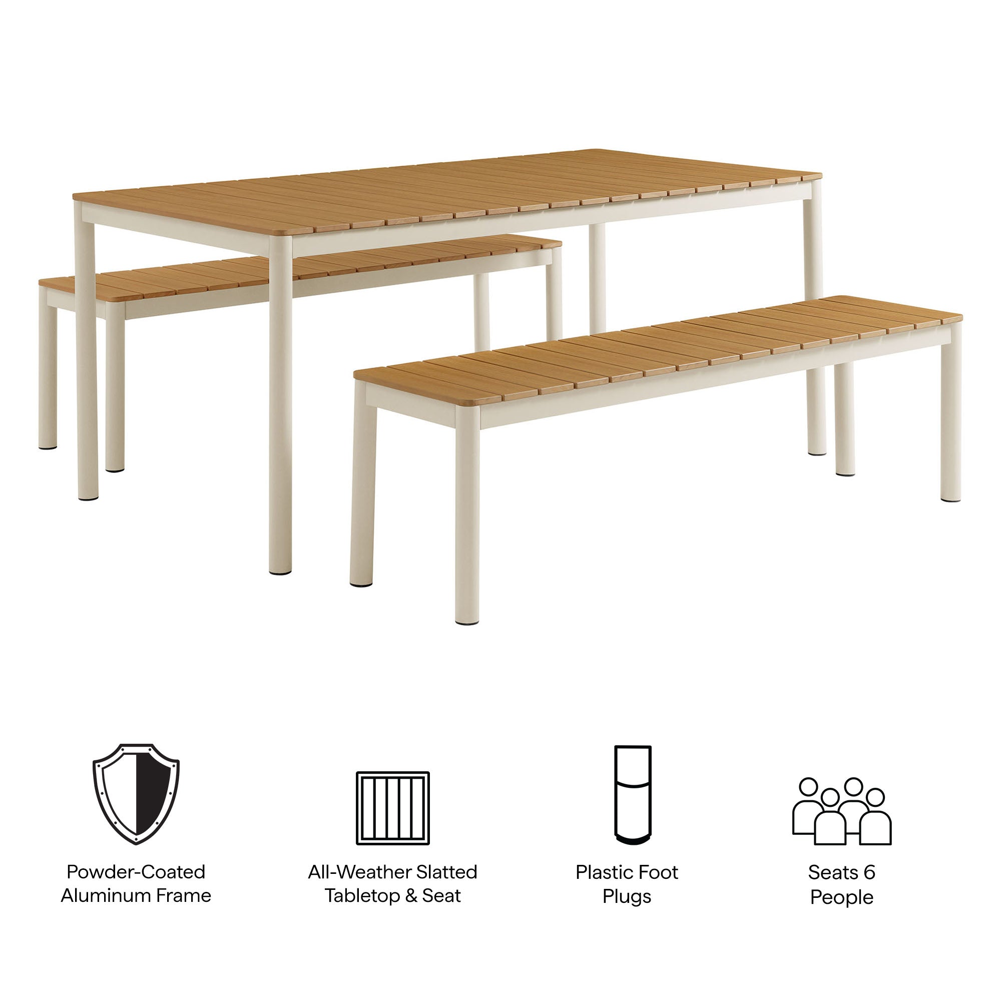 Finn Outdoor Patio Aluminum Faux Wood Dining Set with Benches by Modway - Best Buy Furniture
