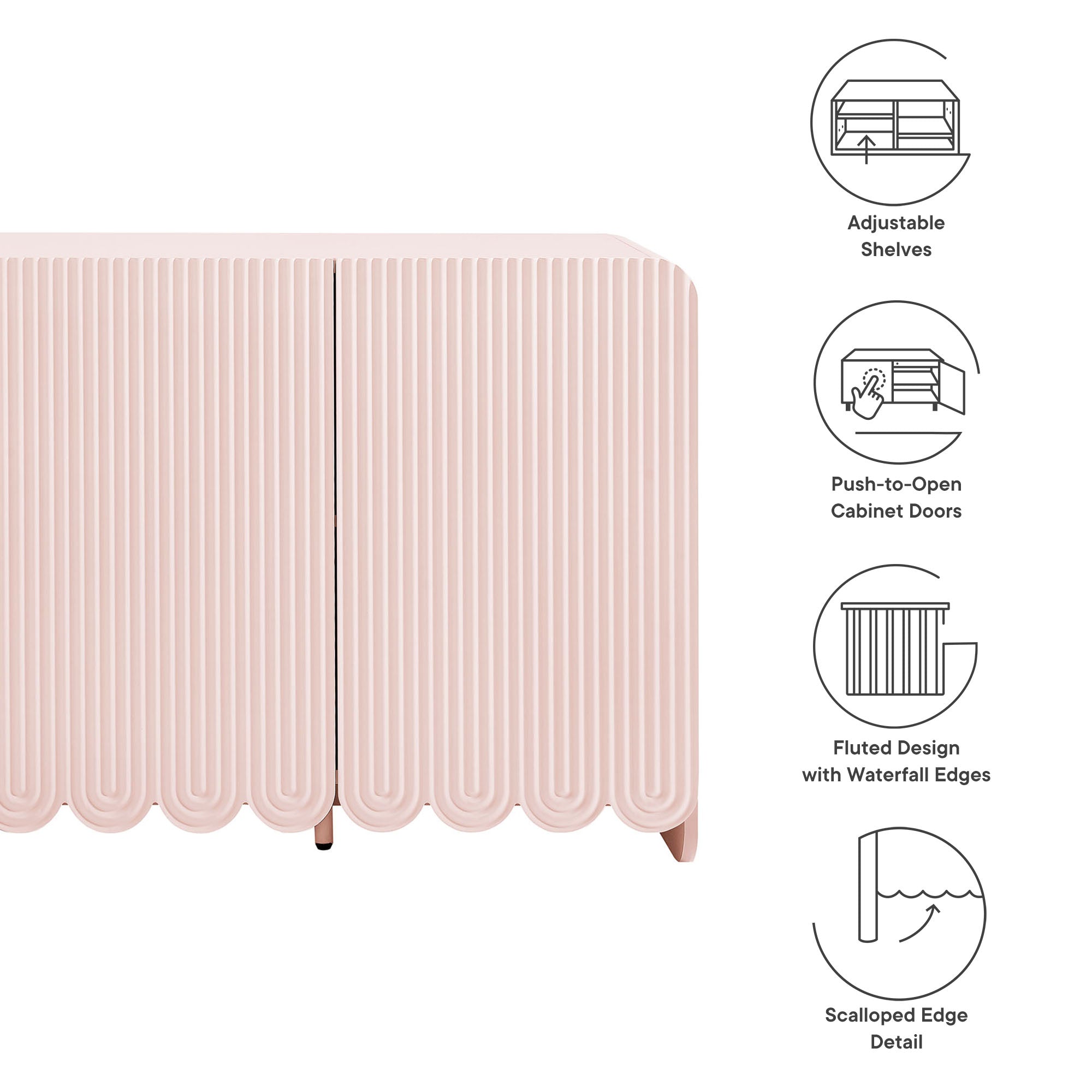 Dahlia Fluted and Scalloped Sideboard Storage Cabinet by Modway - Best Buy Furniture