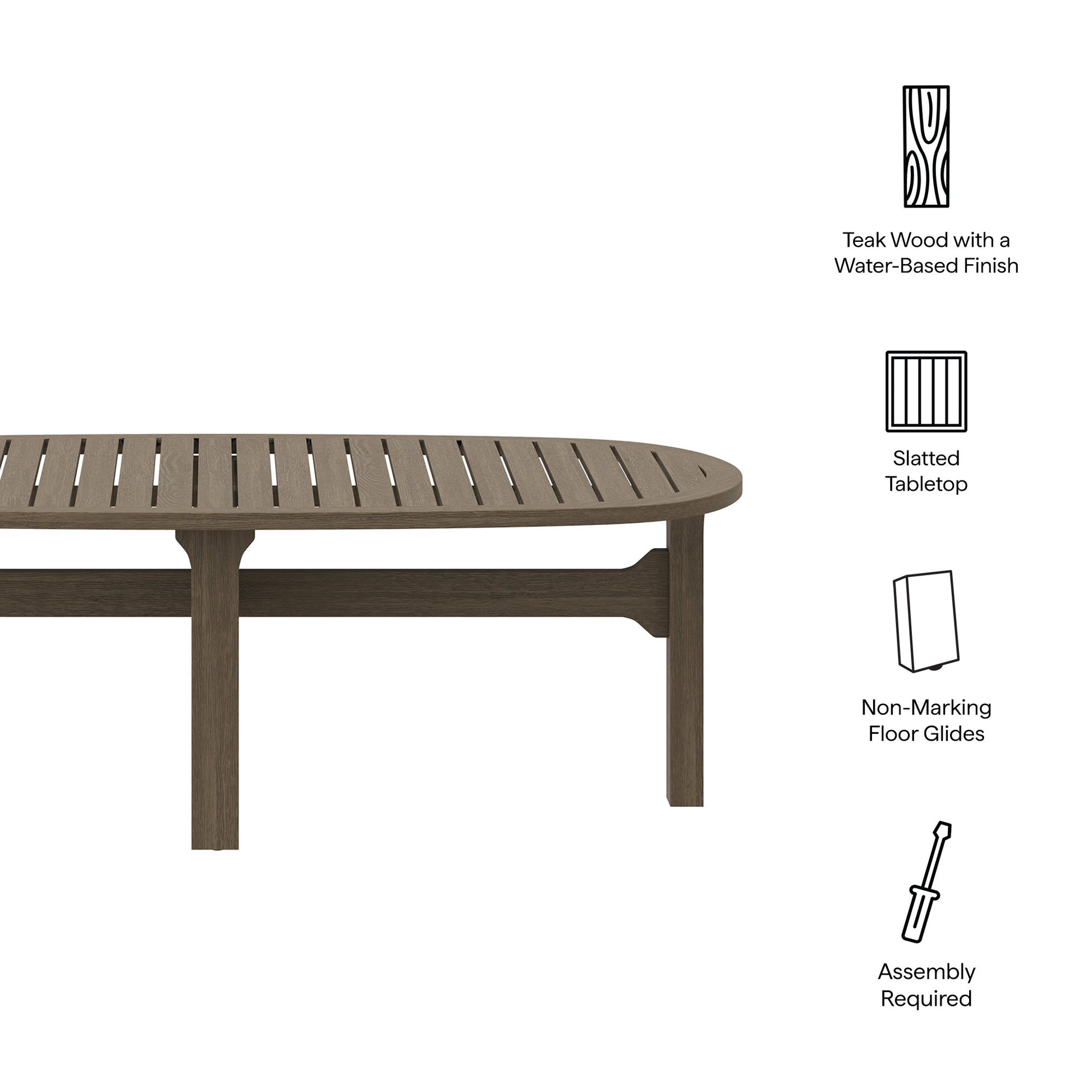 Saratoga Oval Outdoor Patio Teak Wood Coffee Table by Modway - Best Buy Furniture