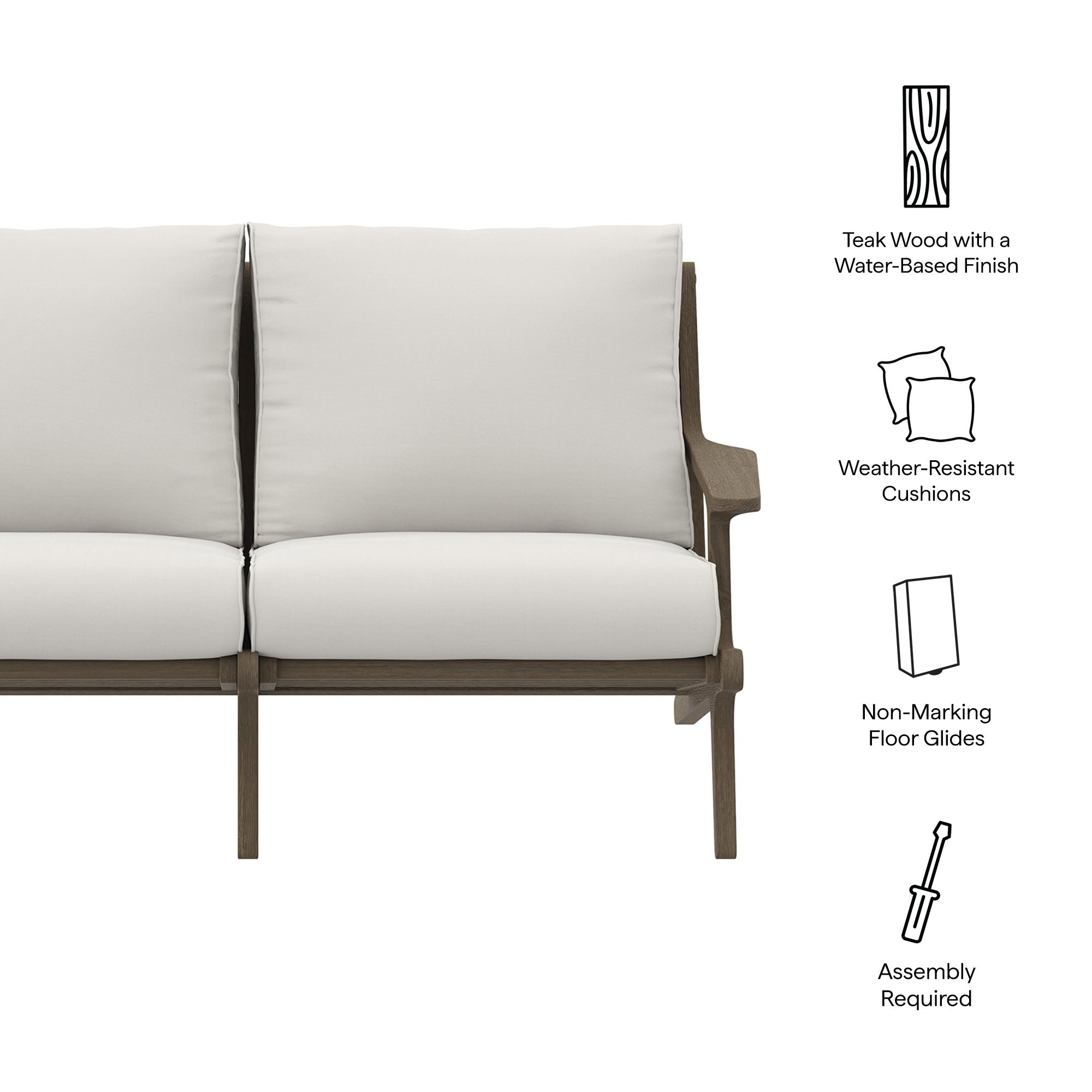 Saratoga Outdoor Patio Teak Wood Loveseat by Modway - Best Buy Furniture