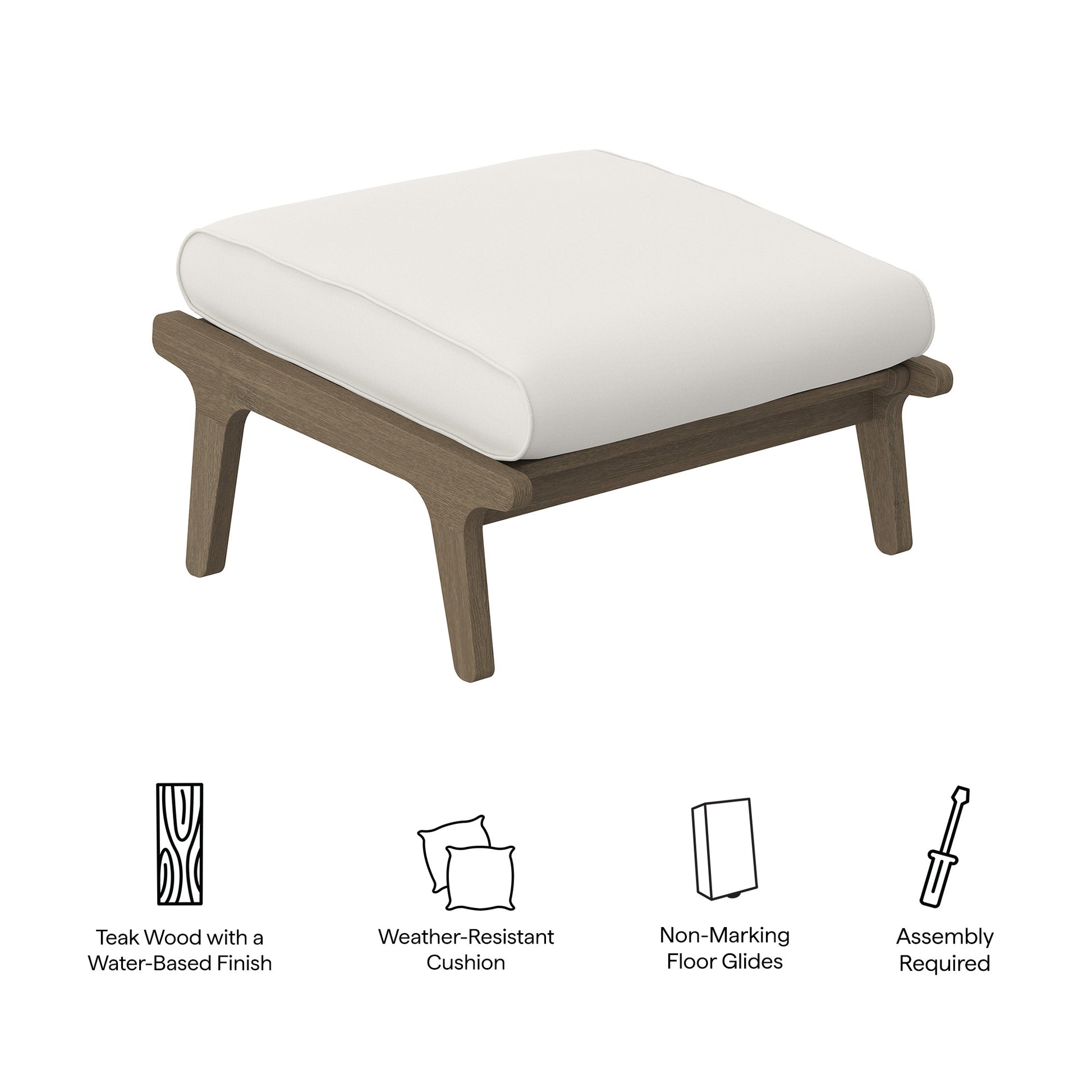 Saratoga Outdoor Patio Teak Ottoman by Modway - Best Buy Furniture