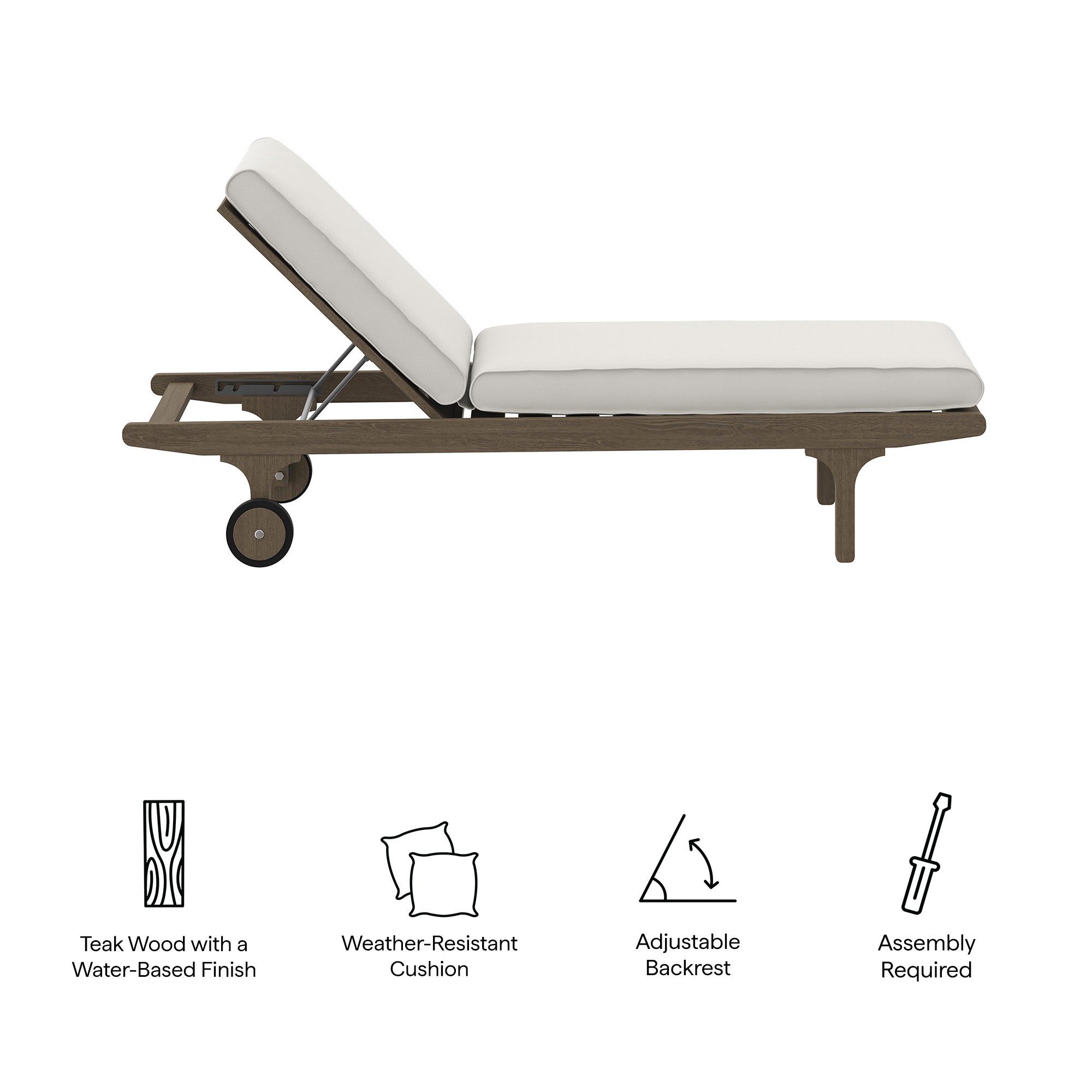 Saratoga Outdoor Patio Teak Chaise Lounge Chair by Modway - Best Buy Furniture