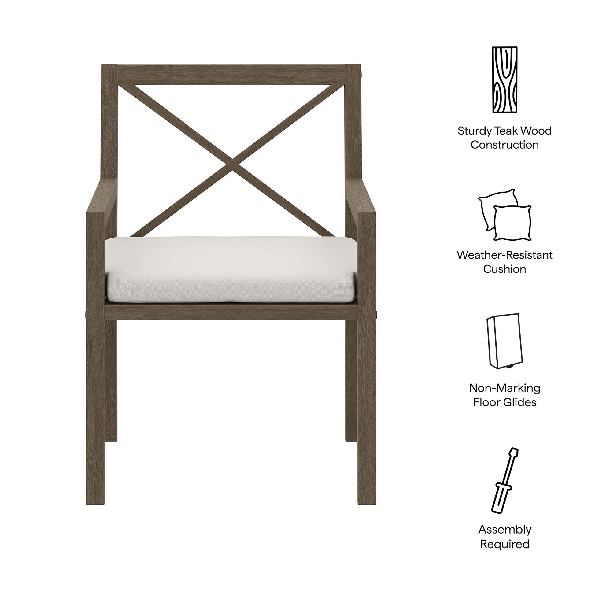 Northlake Outdoor Patio Teak Dining Armchair by Modway - Best Buy Furniture