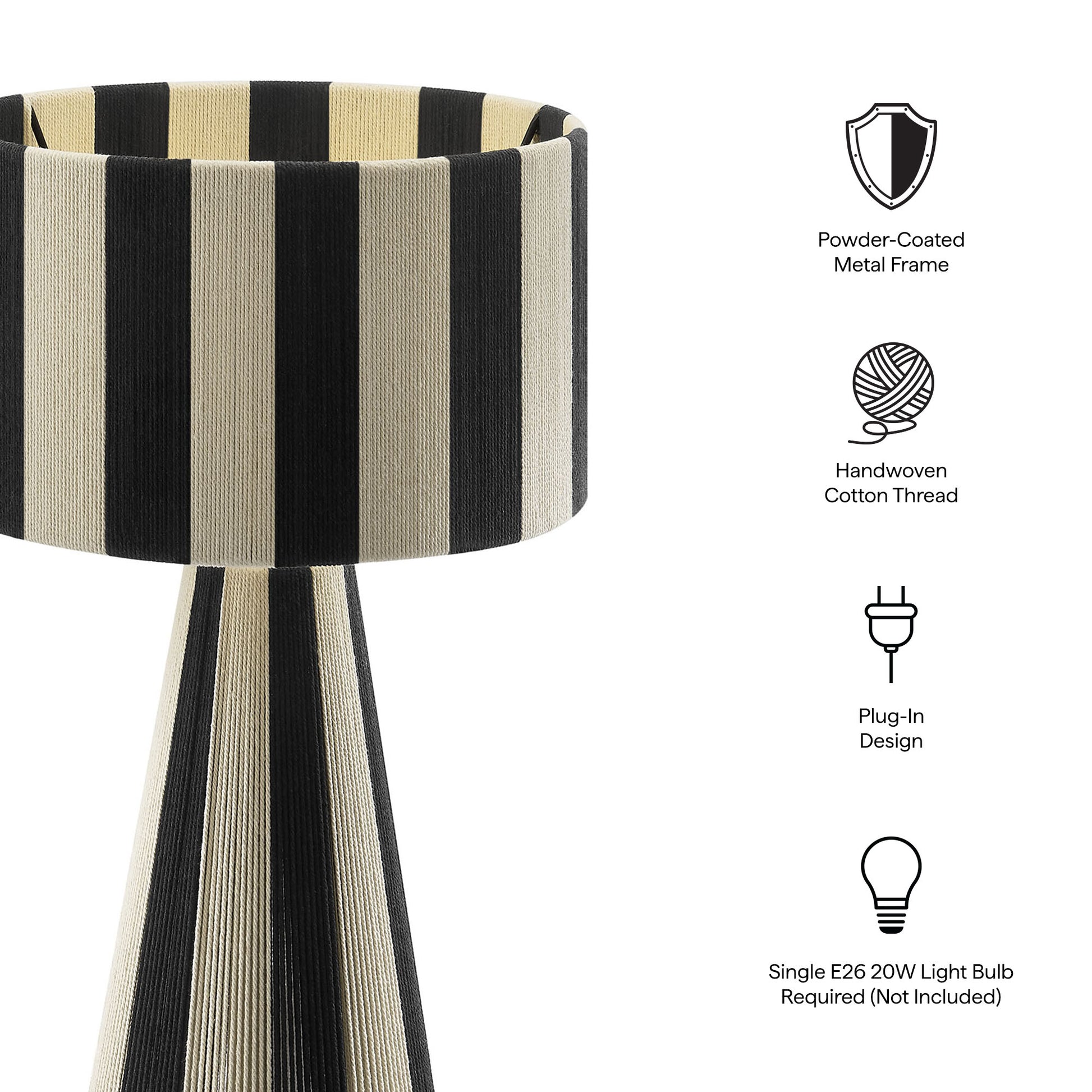 Renae Handwoven Cotton Thread Striped Table Lamp by Modway - Best Buy Furniture