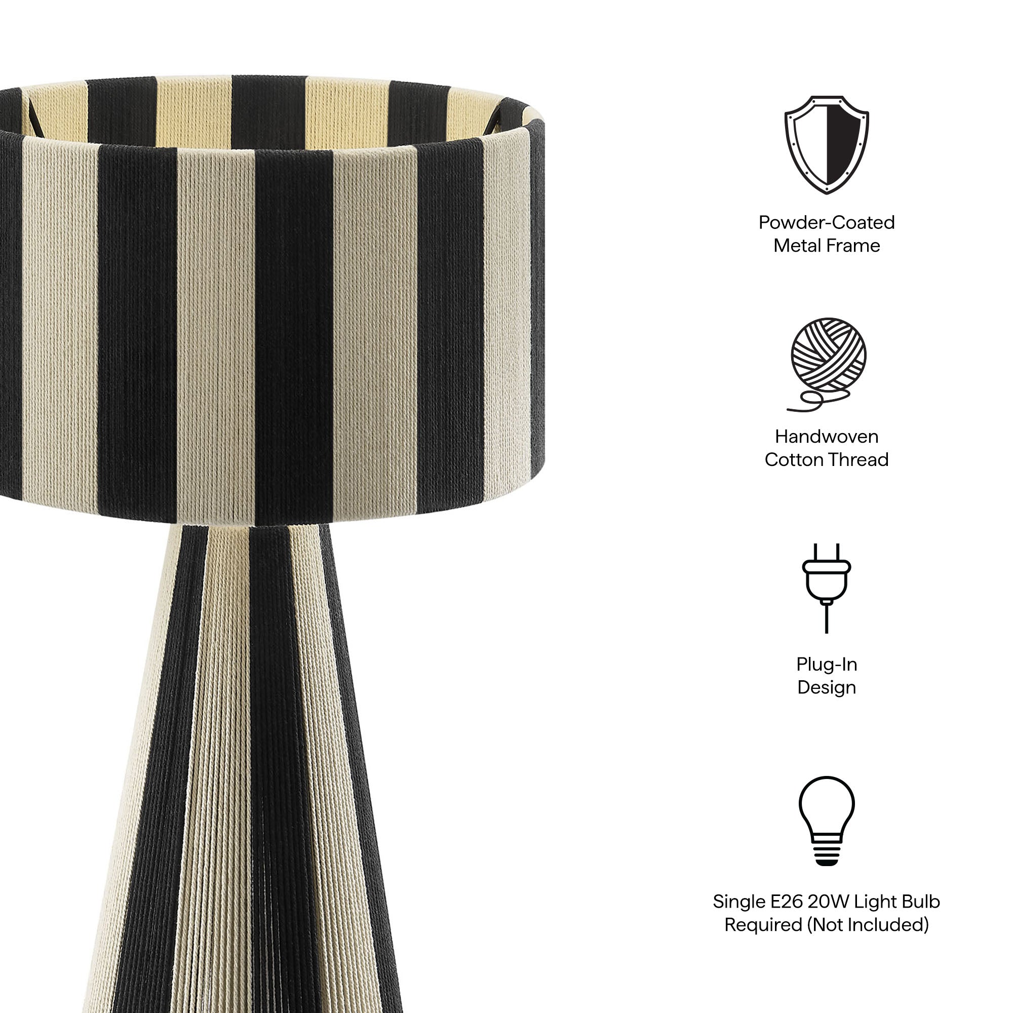 Renae Handwoven Cotton Thread Striped Table Lamp by Modway - Best Buy Furniture