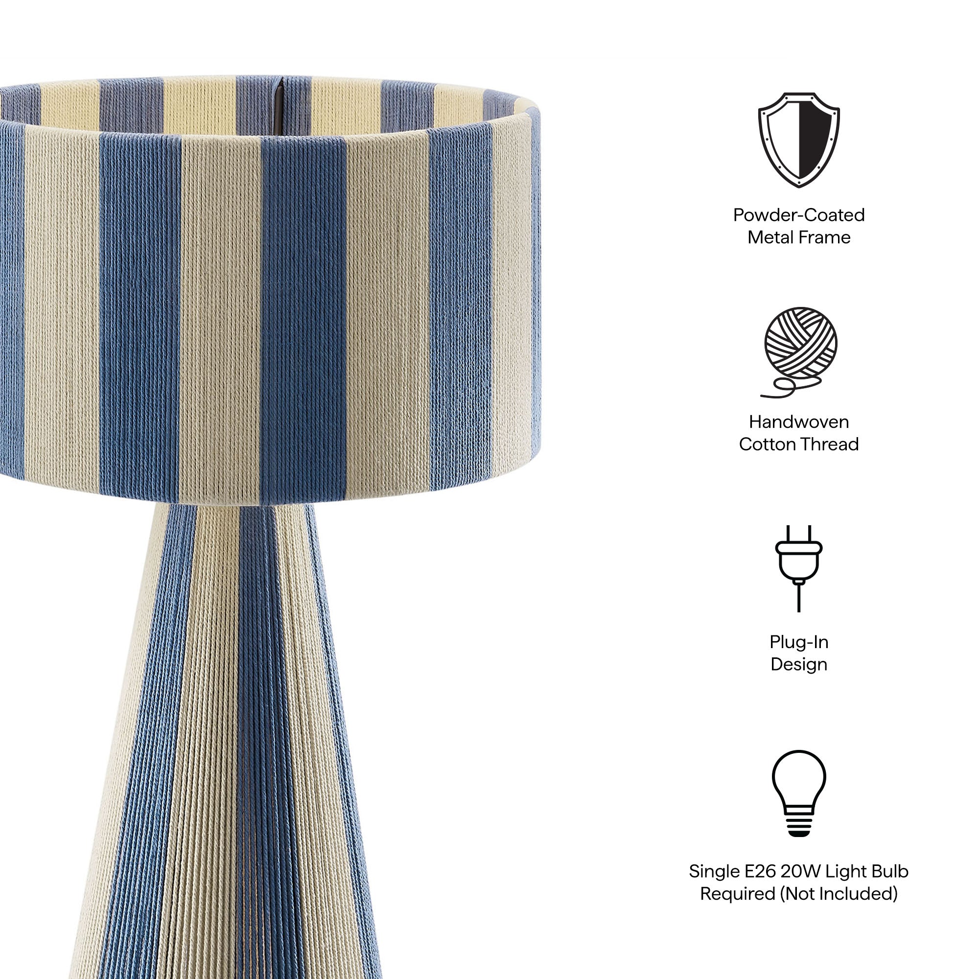 Renae Handwoven Cotton Thread Striped Table Lamp by Modway - Best Buy Furniture