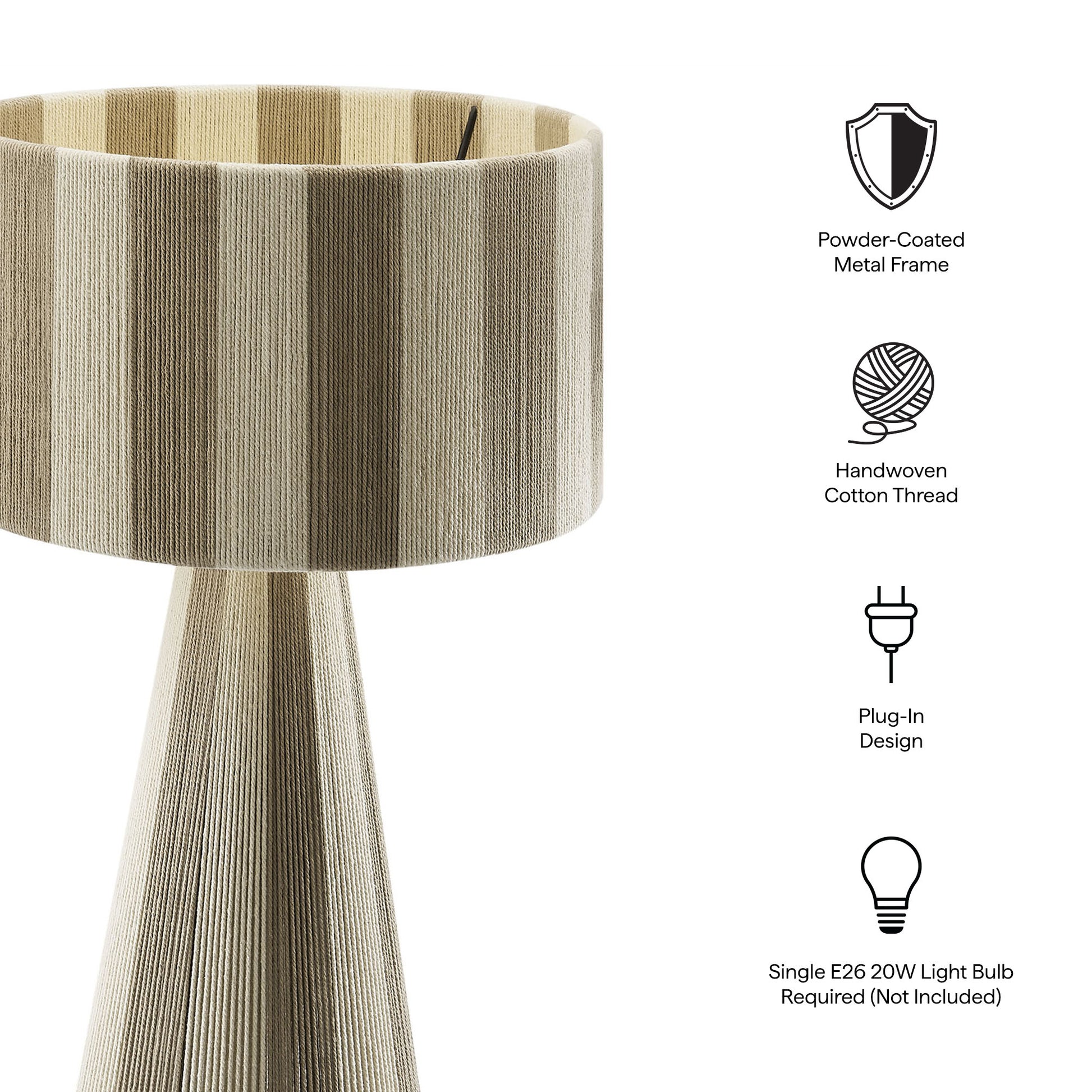 Renae Handwoven Cotton Thread Striped Table Lamp by Modway - Best Buy Furniture