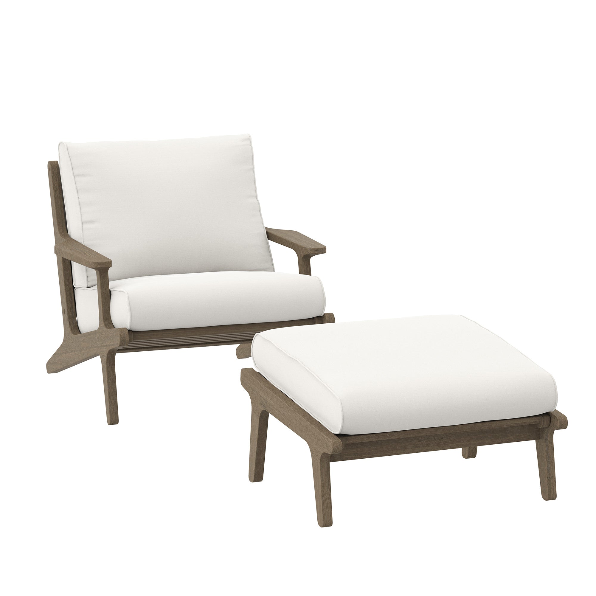 Saratoga Outdoor Patio Teak Wood Chair and Ottoman Set by Modway - Best Buy Furniture