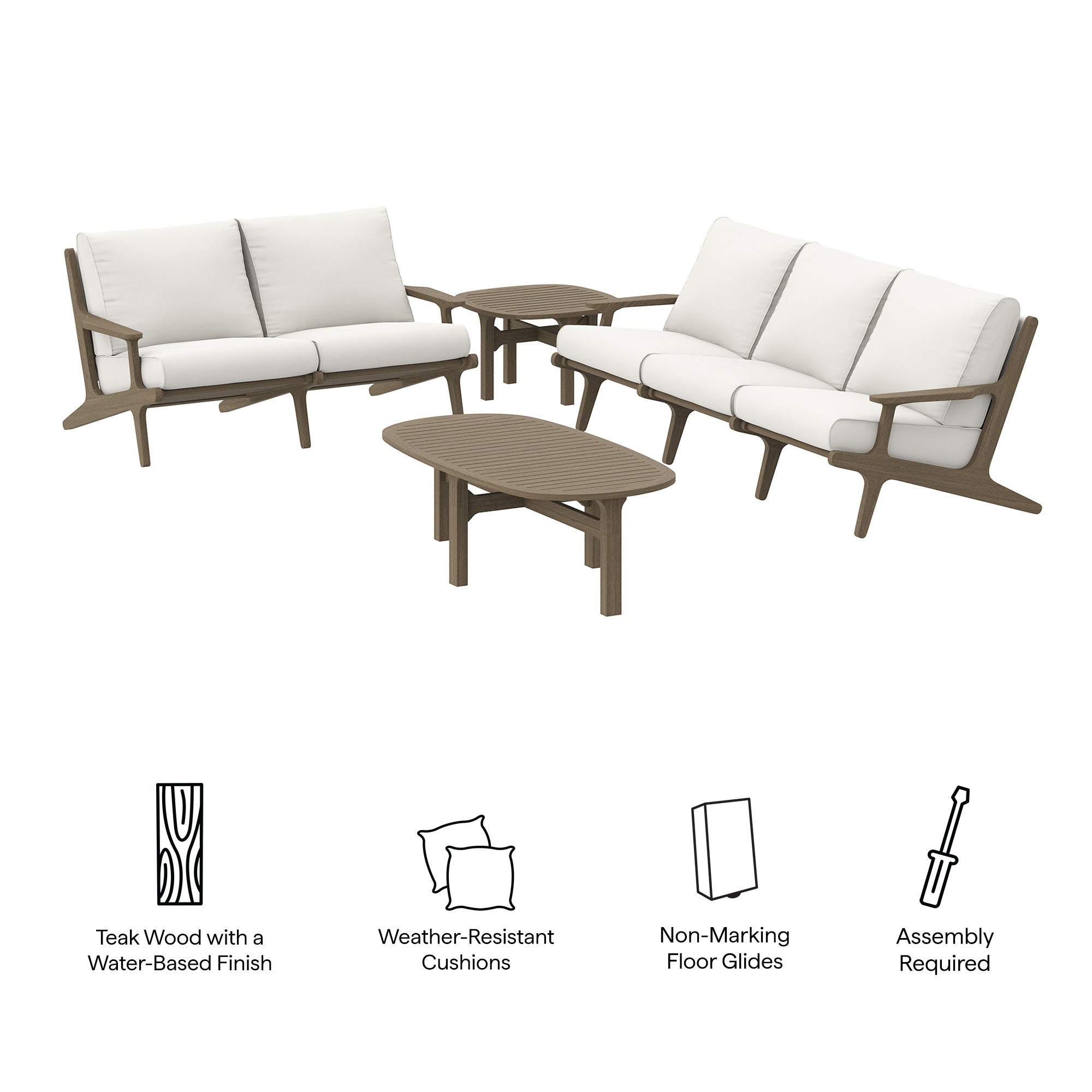 Saratoga 4-Piece Outdoor Patio Teak Wood Furniture Set by Modway - Best Buy Furniture