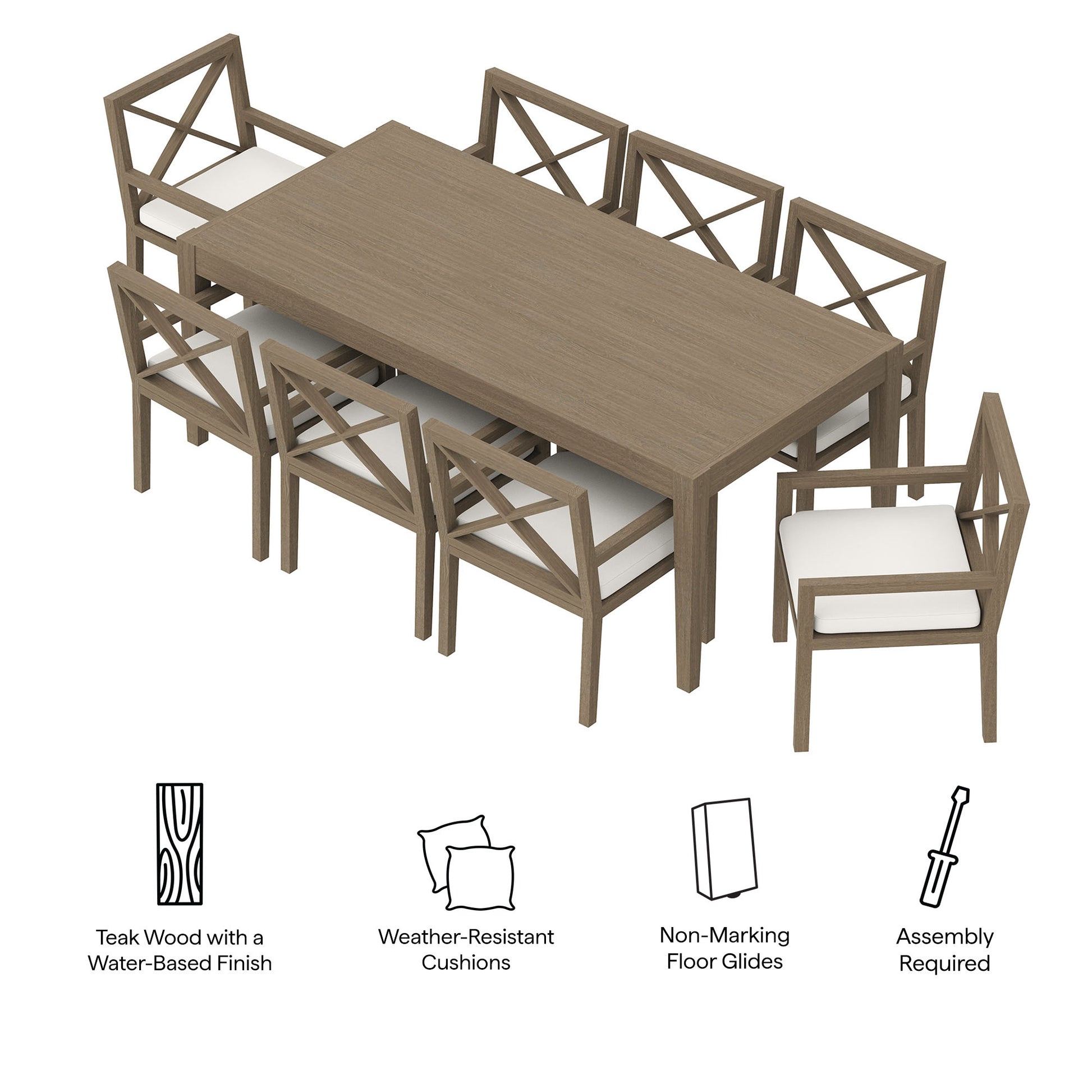Northlake 9-Piece Outdoor Patio Teak Wood Dining Set by Modway - Best Buy Furniture