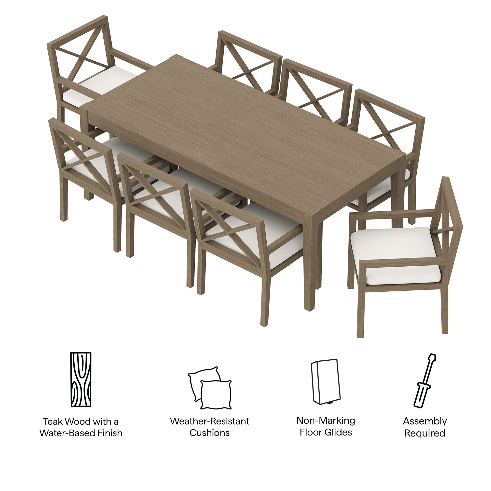 Northlake 9-Piece Outdoor Patio Teak Wood Dining Set by Modway - Best Buy Furniture