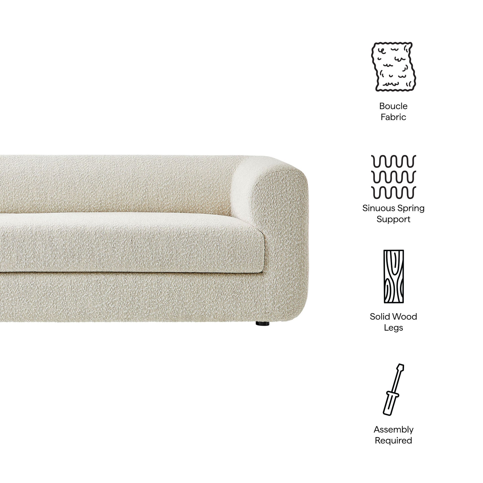 Leif 89" Boucle Upholstered Sofa by Modway - Best Buy Furniture
