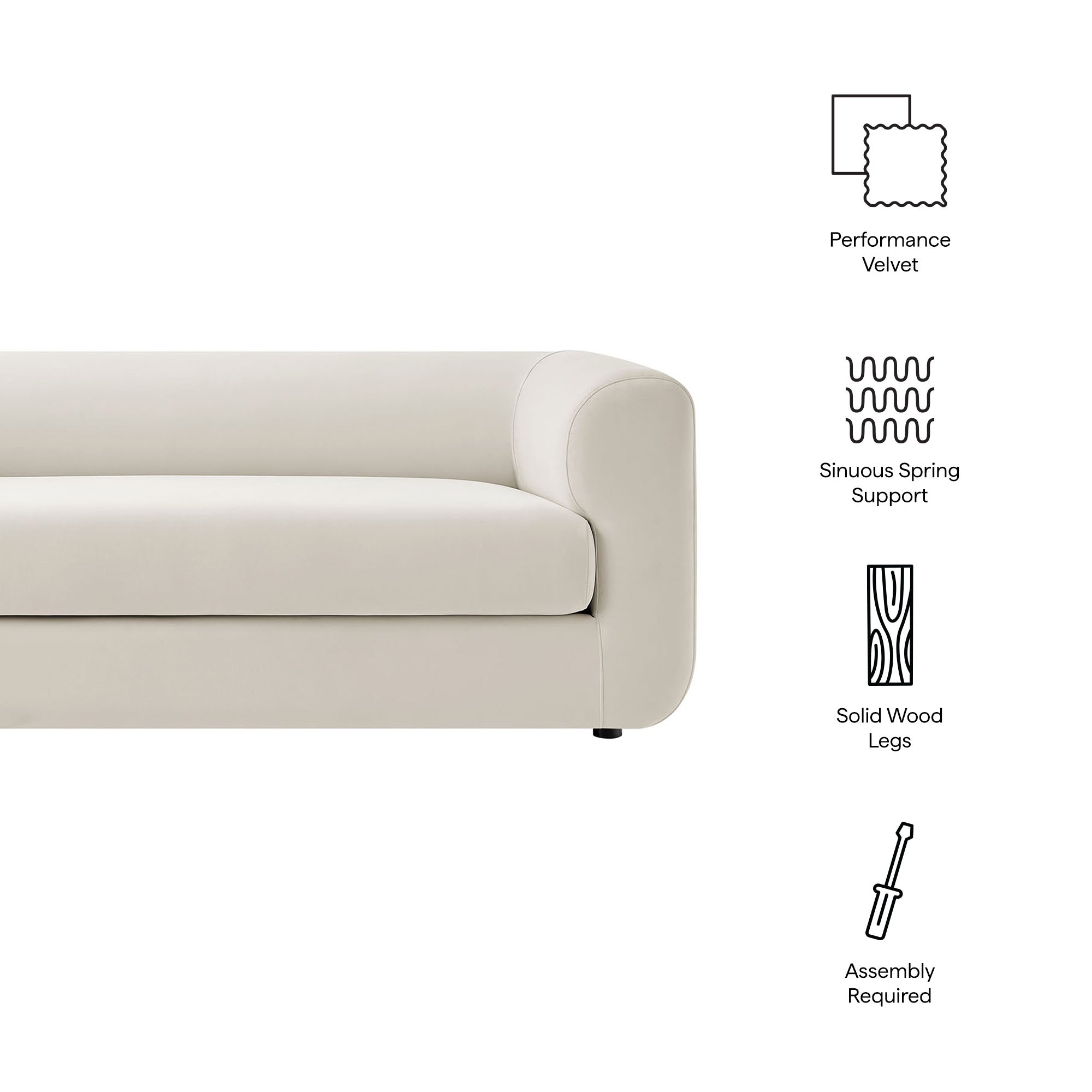 Leif 89" Performance Velvet Upholstered Sofa by Modway - Best Buy Furniture