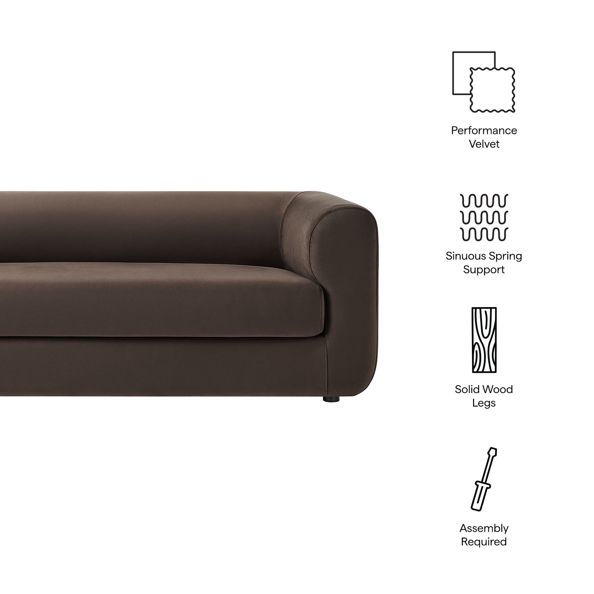 Leif 89" Performance Velvet Upholstered Sofa by Modway - Best Buy Furniture