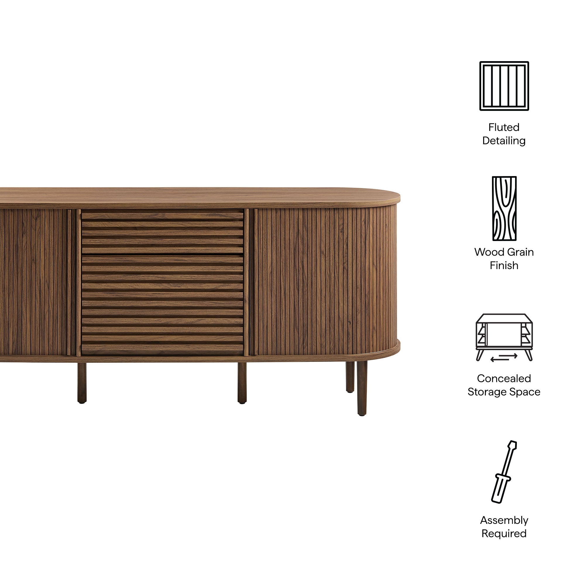 Harlan 67" Fluted Oval Sideboard Cabinet by Modway - Best Buy Furniture