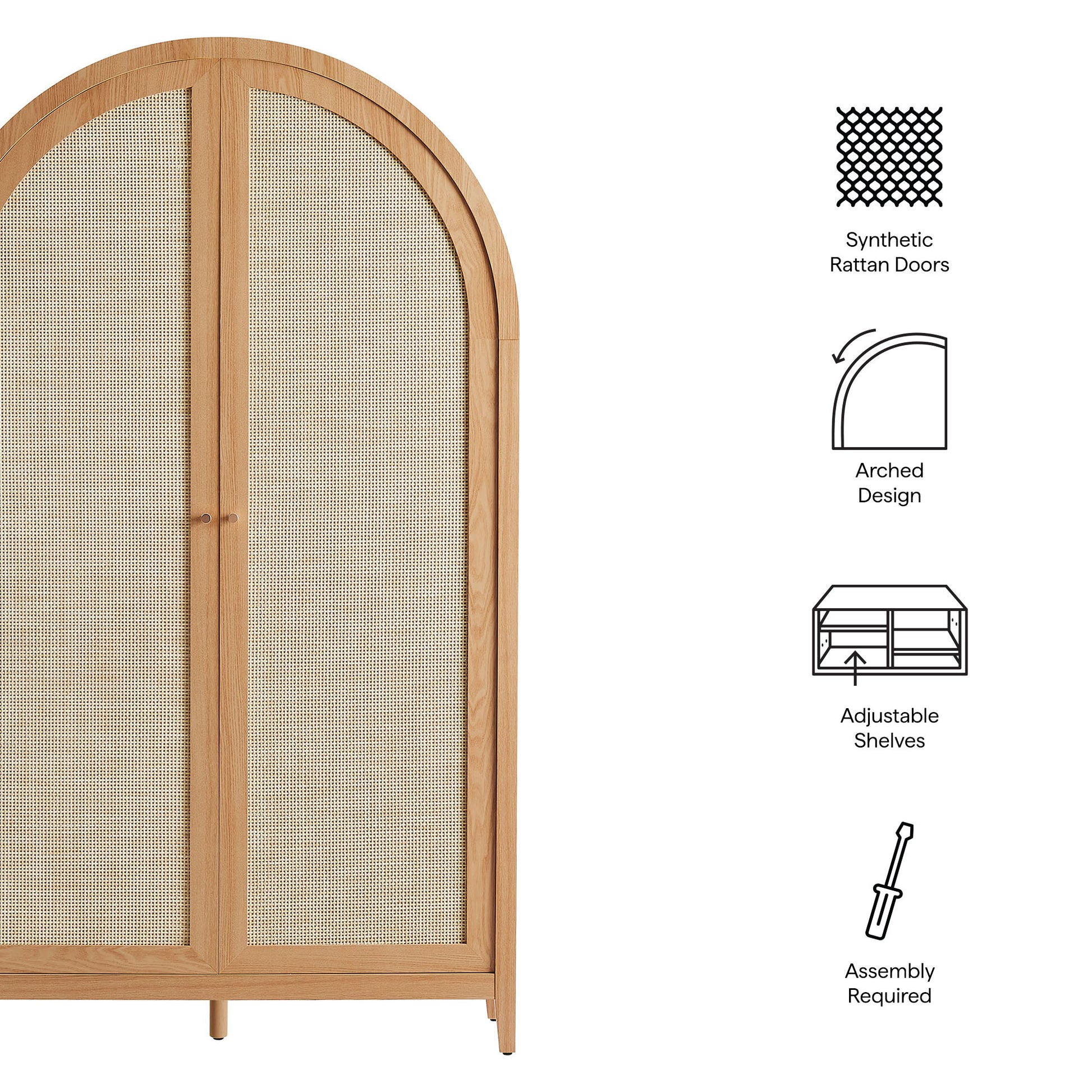 Calista 79" Tall Wide Rattan Arched Storage Cabinet by Modway - Best Buy Furniture