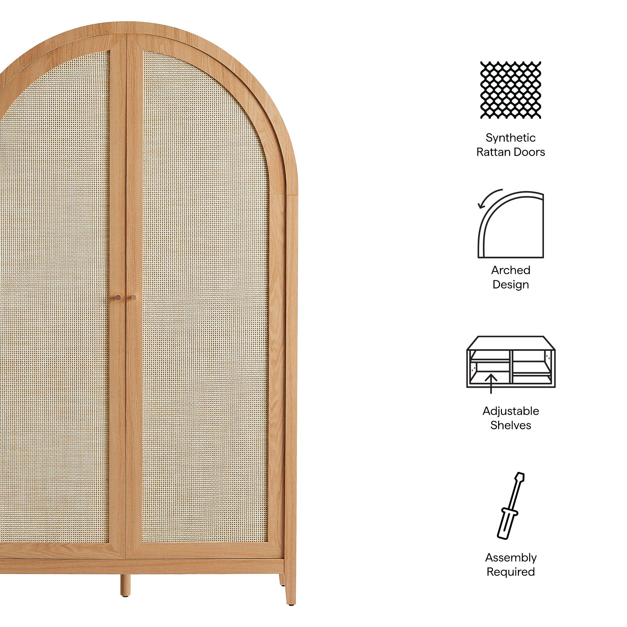 Calista 79" Tall Wide Rattan Arched Storage Cabinet by Modway - Best Buy Furniture