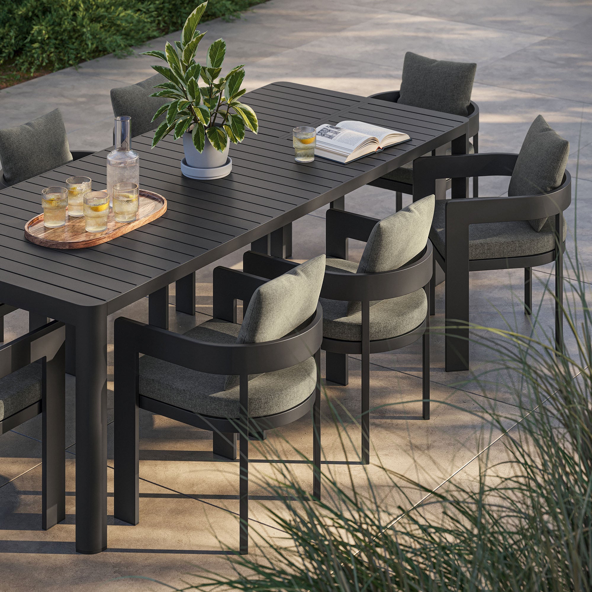 Tahoe 9-Piece Outdoor Patio Aluminum Dining Set With Extendable Table by Modway - Best Buy Furniture