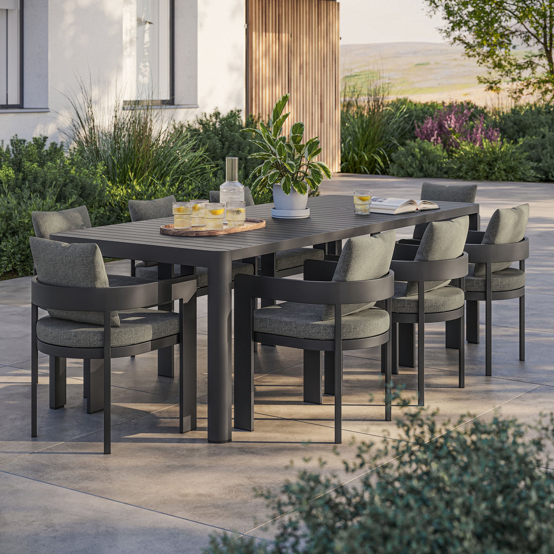 Tahoe 9-Piece Outdoor Patio Aluminum Dining Set With Extendable Table by Modway - Best Buy Furniture
