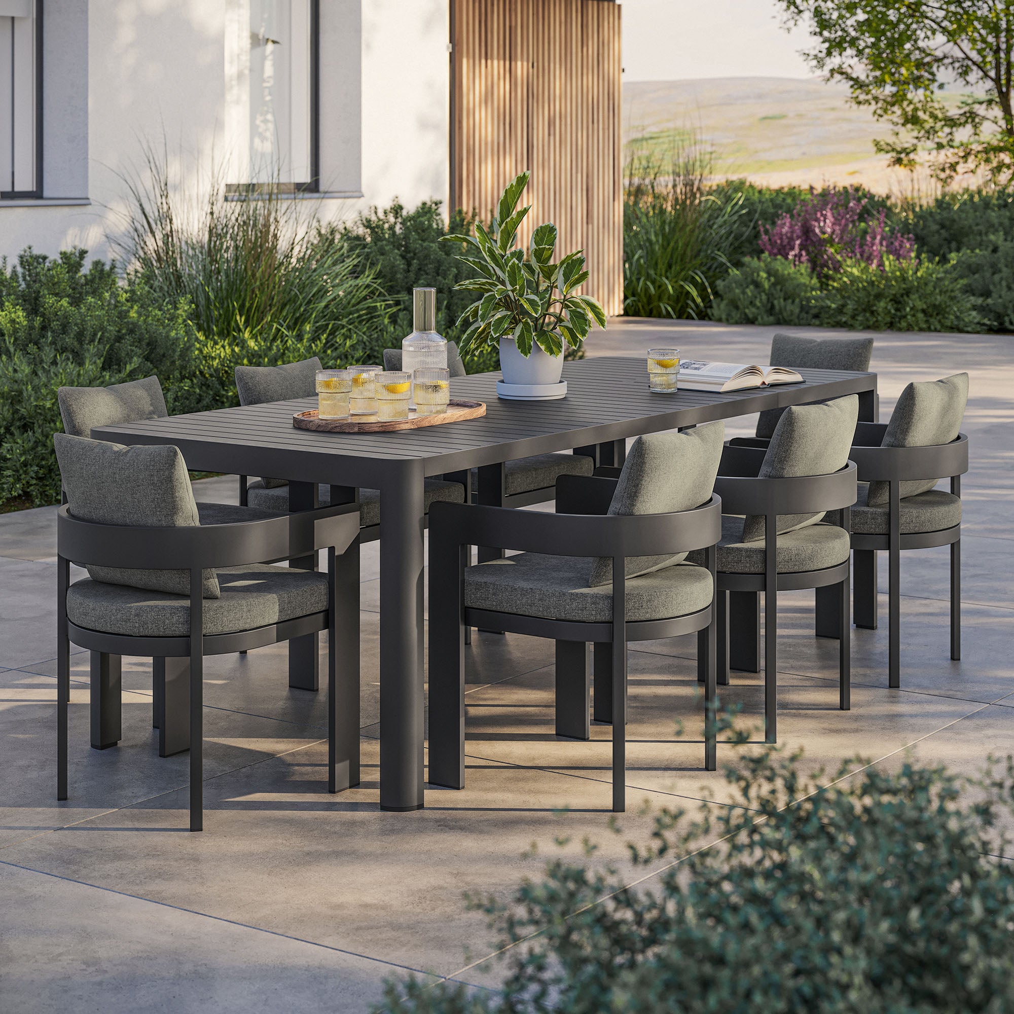 Tahoe 9-Piece Outdoor Patio Aluminum Dining Set With Extendable Table by Modway - Best Buy Furniture