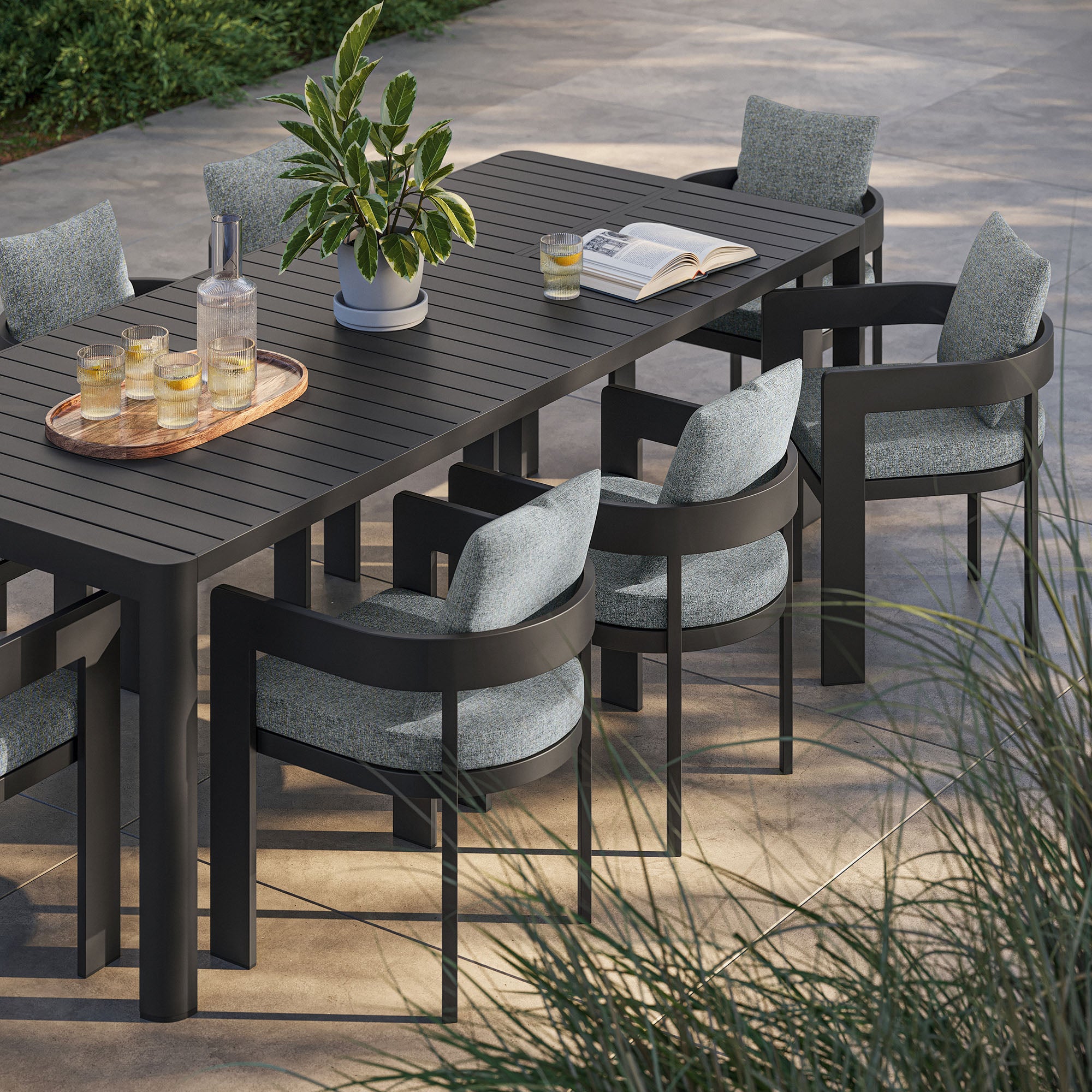 Tahoe 9-Piece Outdoor Patio Aluminum Dining Set With Extendable Table by Modway - Best Buy Furniture