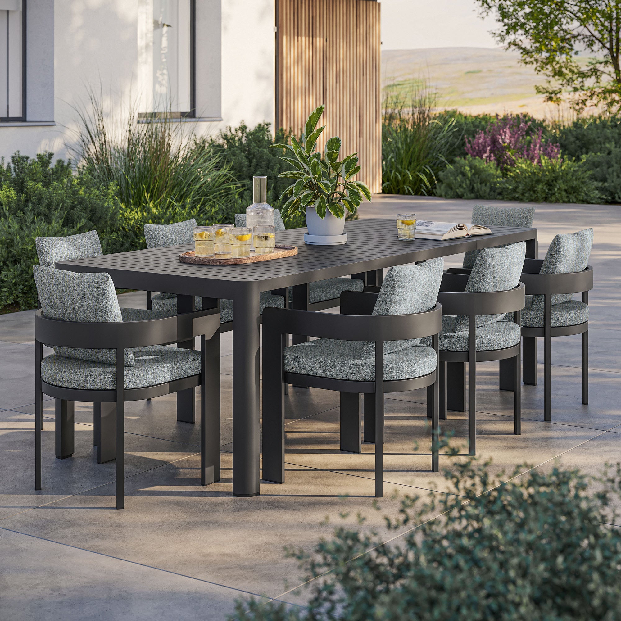 Tahoe 9-Piece Outdoor Patio Aluminum Dining Set With Extendable Table by Modway - Best Buy Furniture