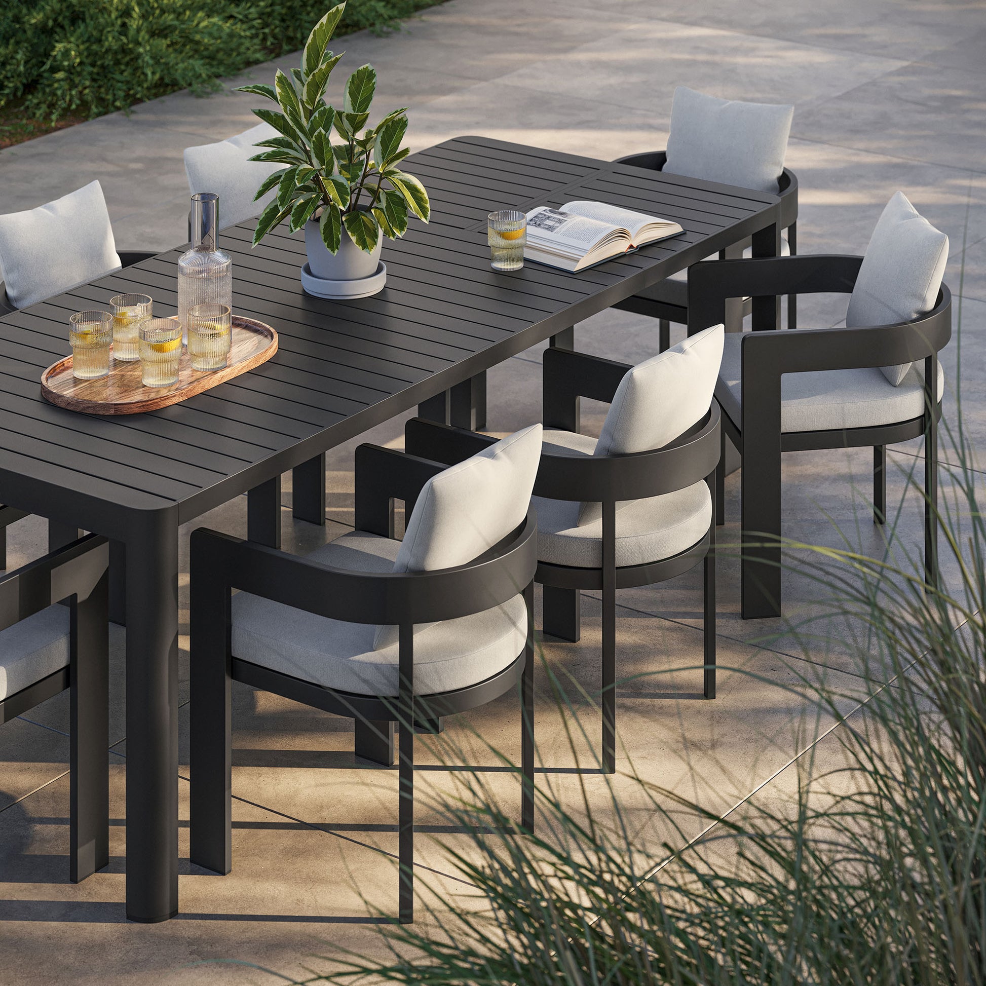 Tahoe 9-Piece Outdoor Patio Aluminum Dining Set With Extendable Table by Modway - Best Buy Furniture