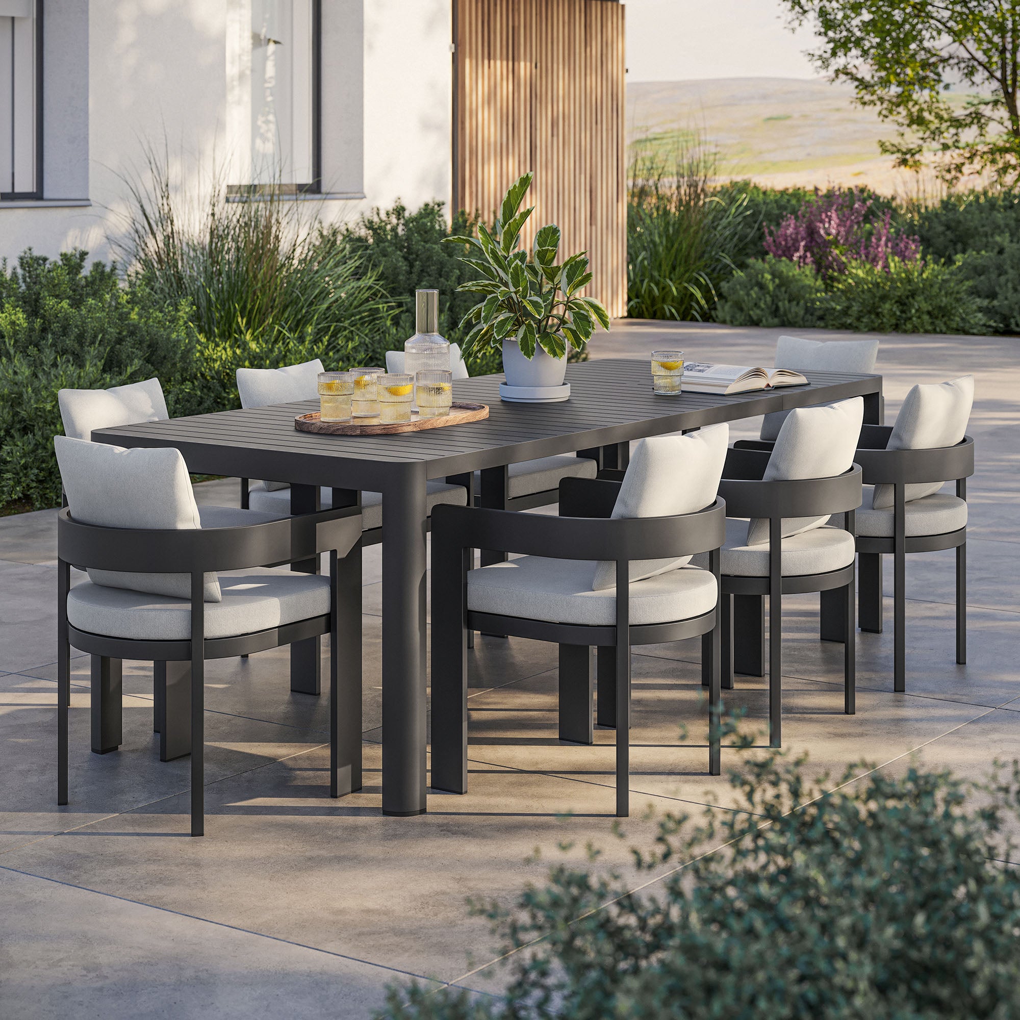 Tahoe 9-Piece Outdoor Patio Aluminum Dining Set With Extendable Table by Modway - Best Buy Furniture