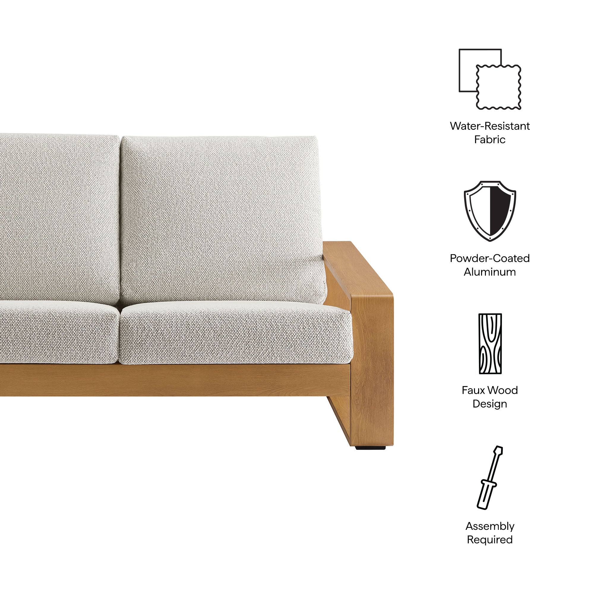 Lirienne Outdoor Patio Aluminum Faux Wood Loveseat by Modway - Best Buy Furniture