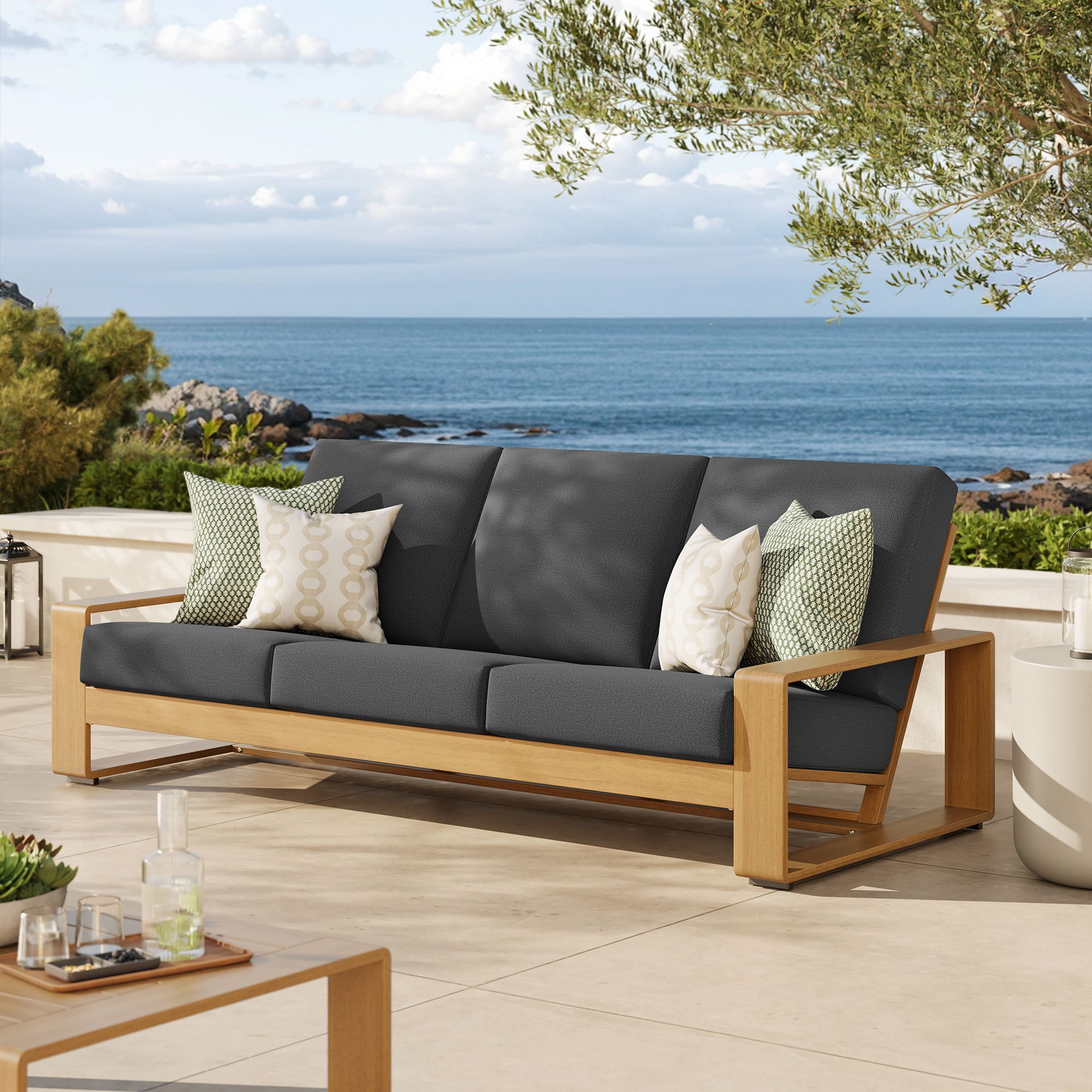 Lirienne Outdoor Patio Aluminum Faux Wood Sofa by Modway - Best Buy Furniture