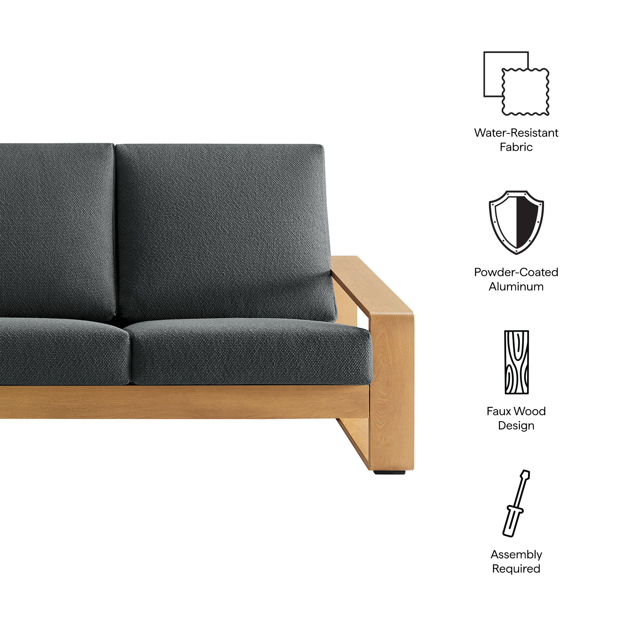Lirienne Outdoor Patio Aluminum Faux Wood Sofa by Modway - Best Buy Furniture