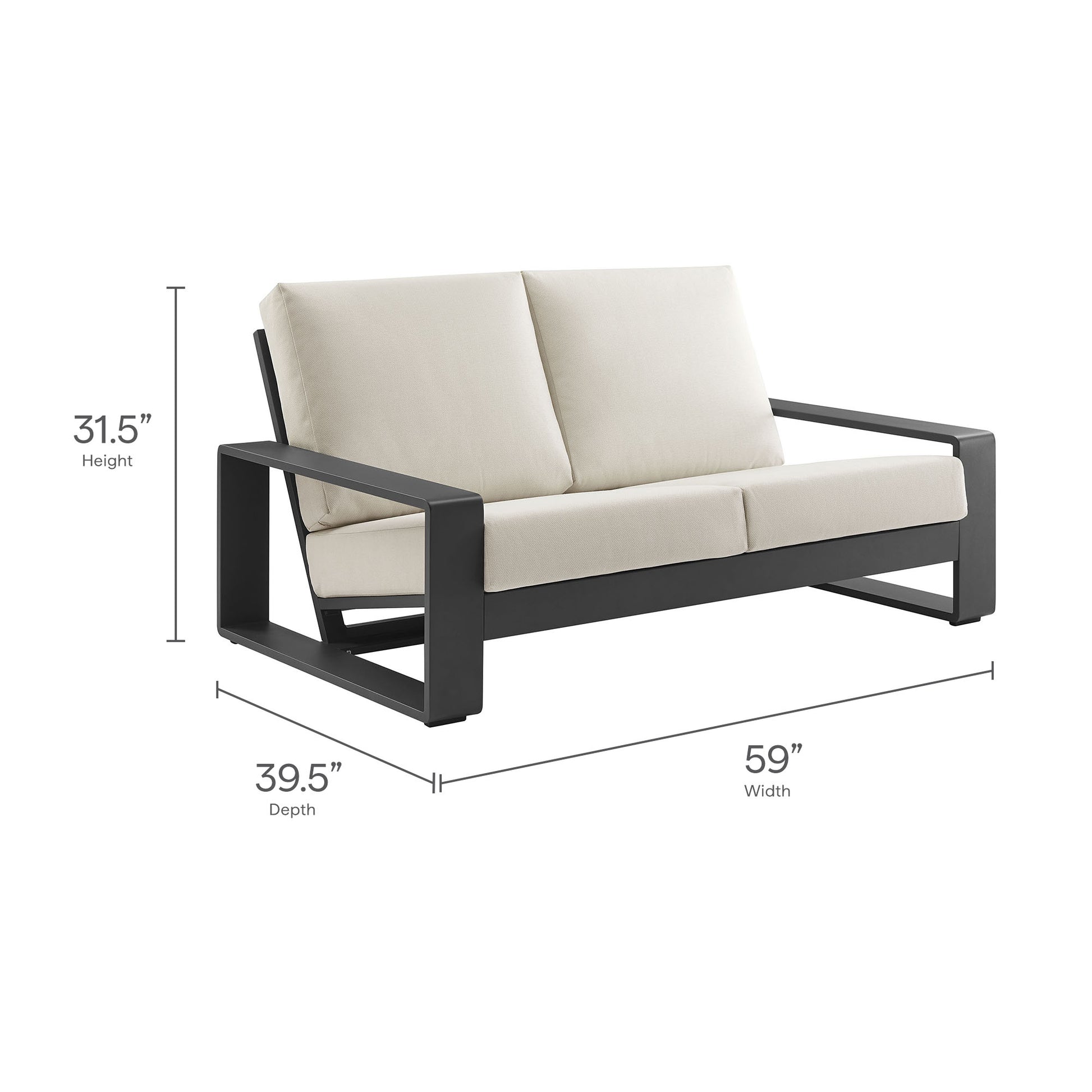 Lirienne Outdoor Patio Aluminum Loveseat by Modway - Best Buy Furniture