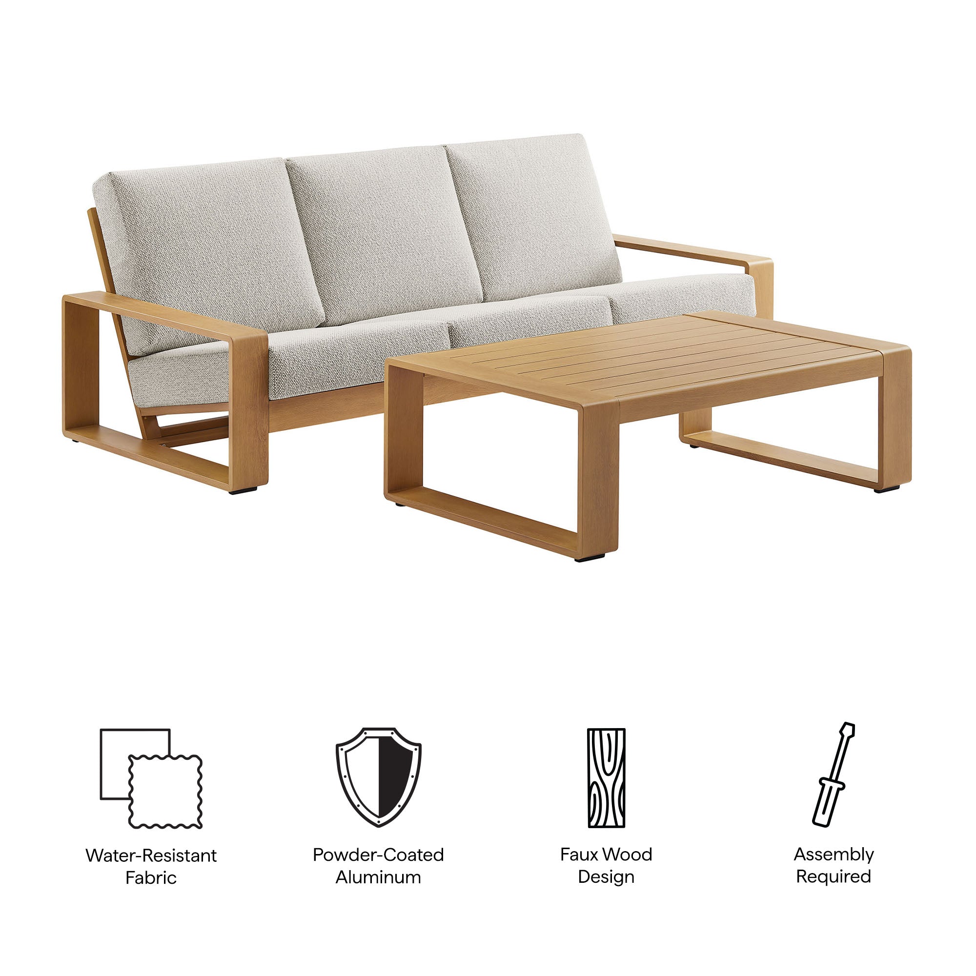 Lirienne 2-Piece Outdoor Patio Aluminum Faux Wood Furniture Set by Modway - Best Buy Furniture