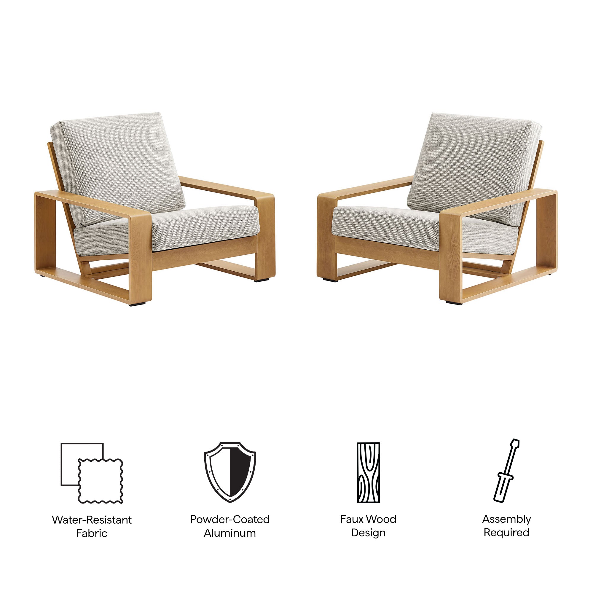 Lirienne Outdoor Patio Aluminum Faux Wood Armchairs Set of 2 by Modway - Best Buy Furniture