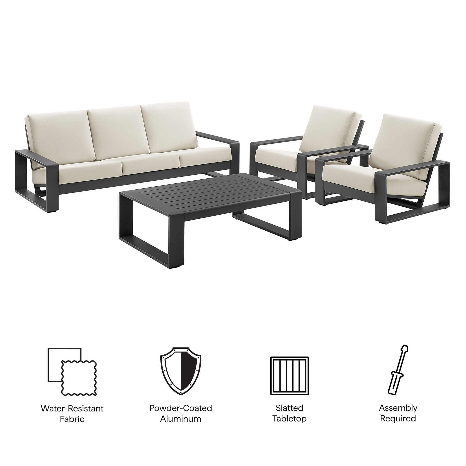 Lirienne 4-Piece Outdoor Patio Aluminum Furniture Set by Modway - Best Buy Furniture