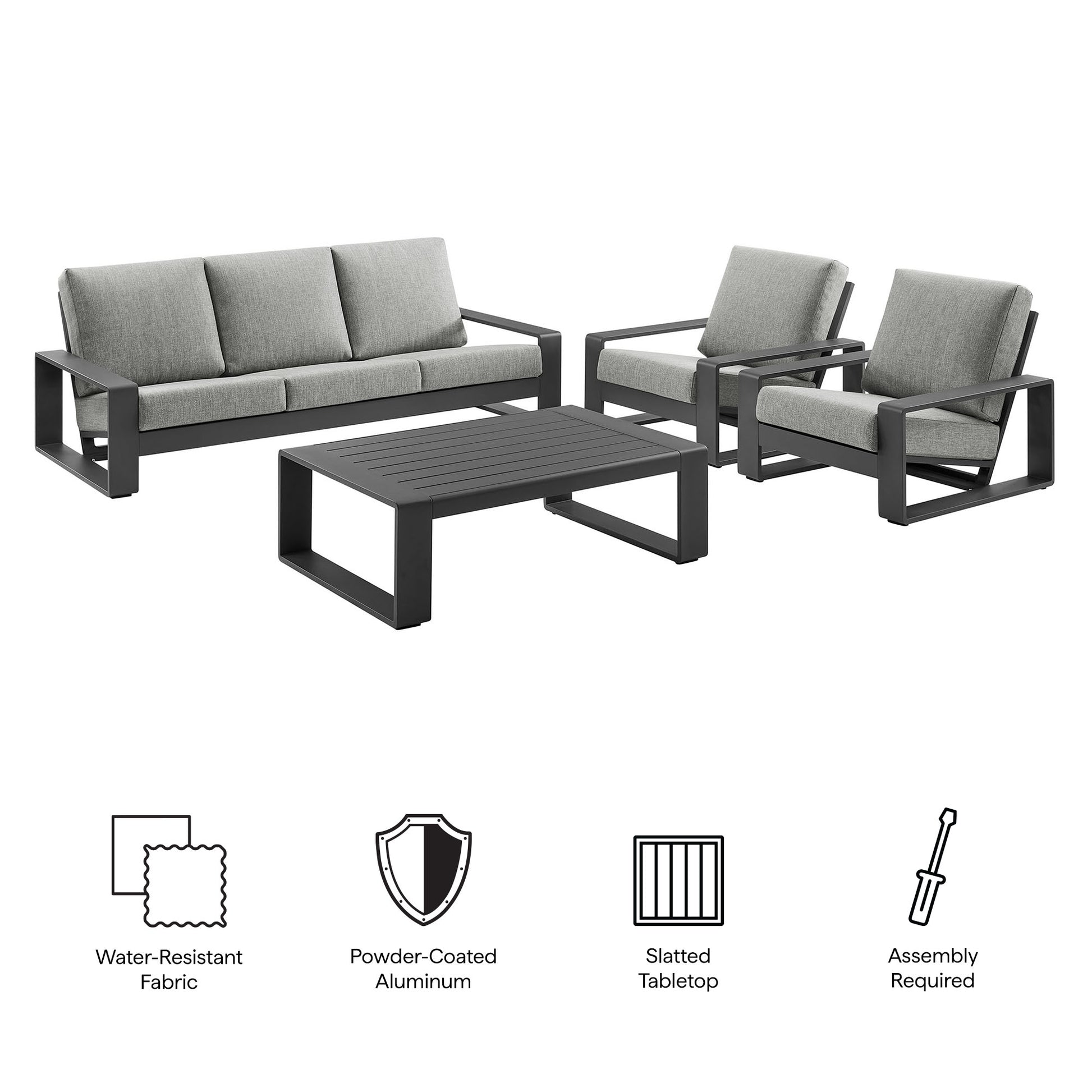 Lirienne 4-Piece Outdoor Patio Aluminum Furniture Set by Modway - Best Buy Furniture