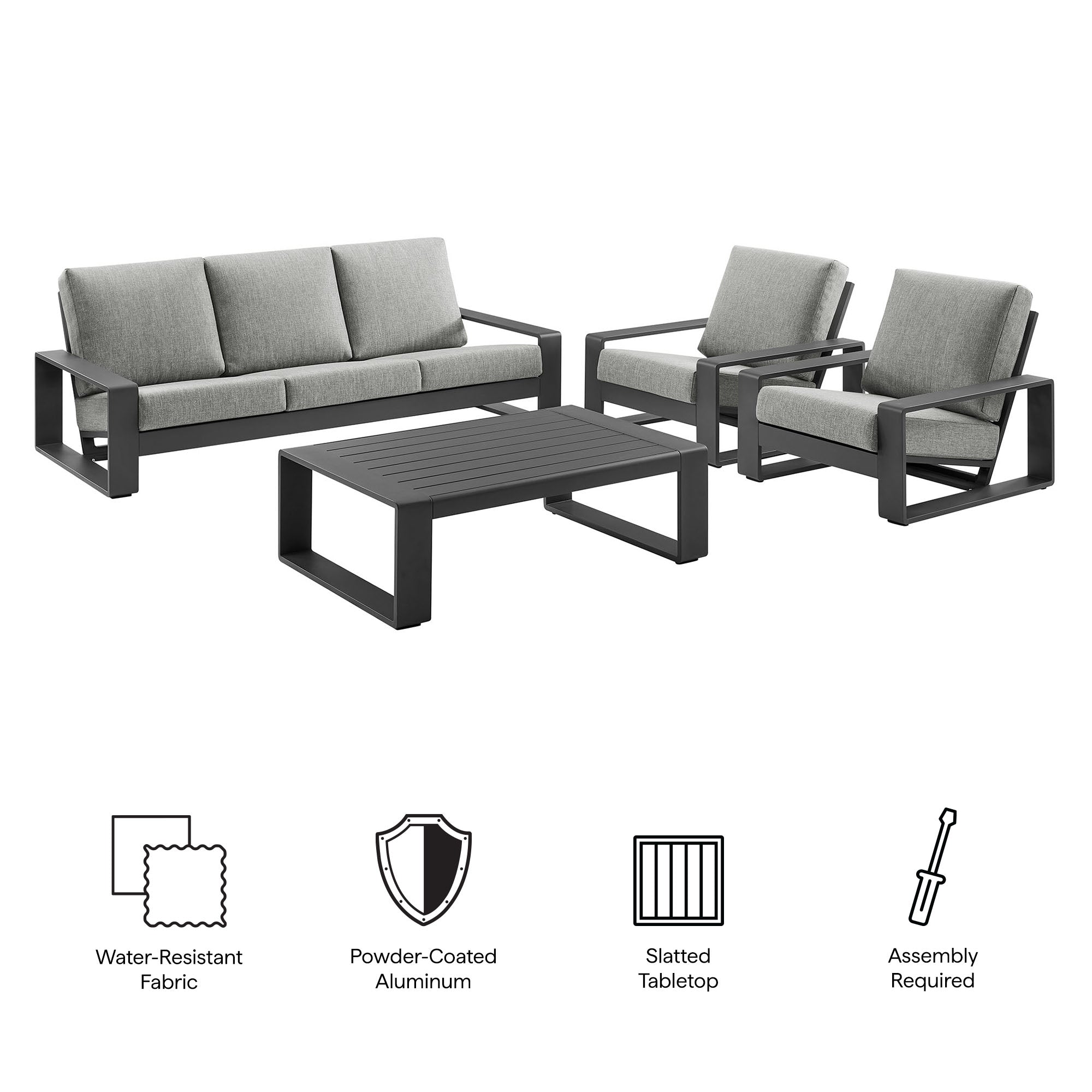 Lirienne 4-Piece Outdoor Patio Aluminum Furniture Set by Modway - Best Buy Furniture