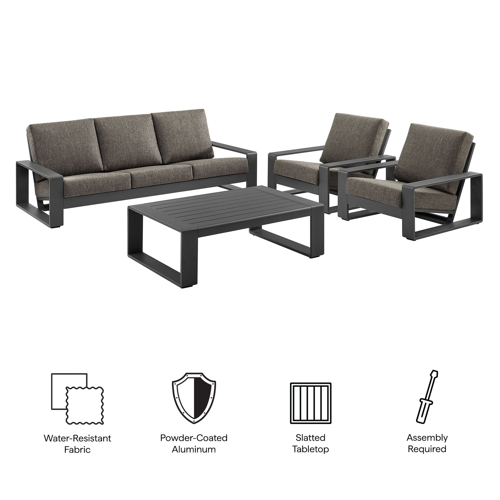 Lirienne 4-Piece Outdoor Patio Aluminum Furniture Set by Modway - Best Buy Furniture