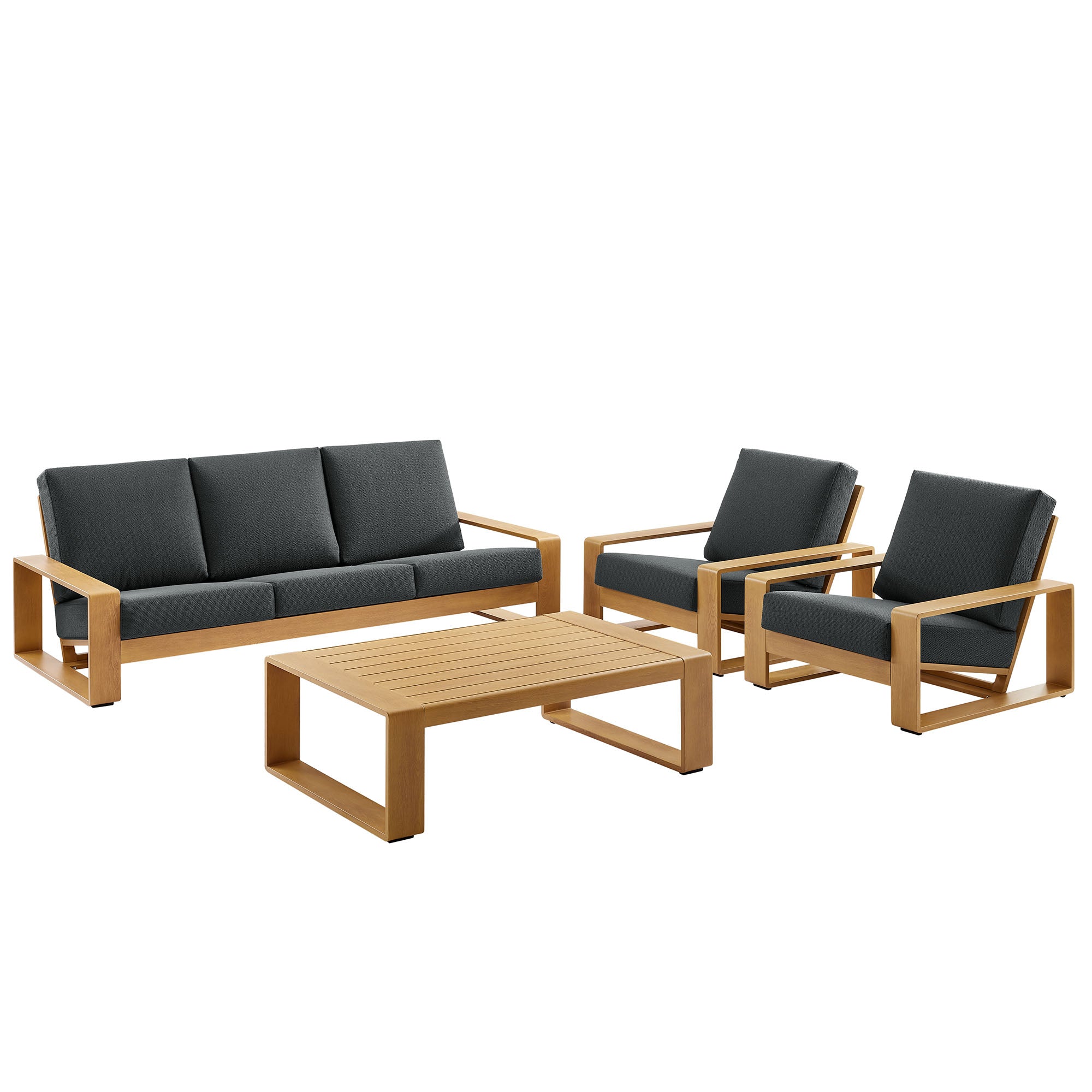 Lirienne 4-Piece Outdoor Patio Aluminum Faux Wood Furniture Set by Modway - Best Buy Furniture