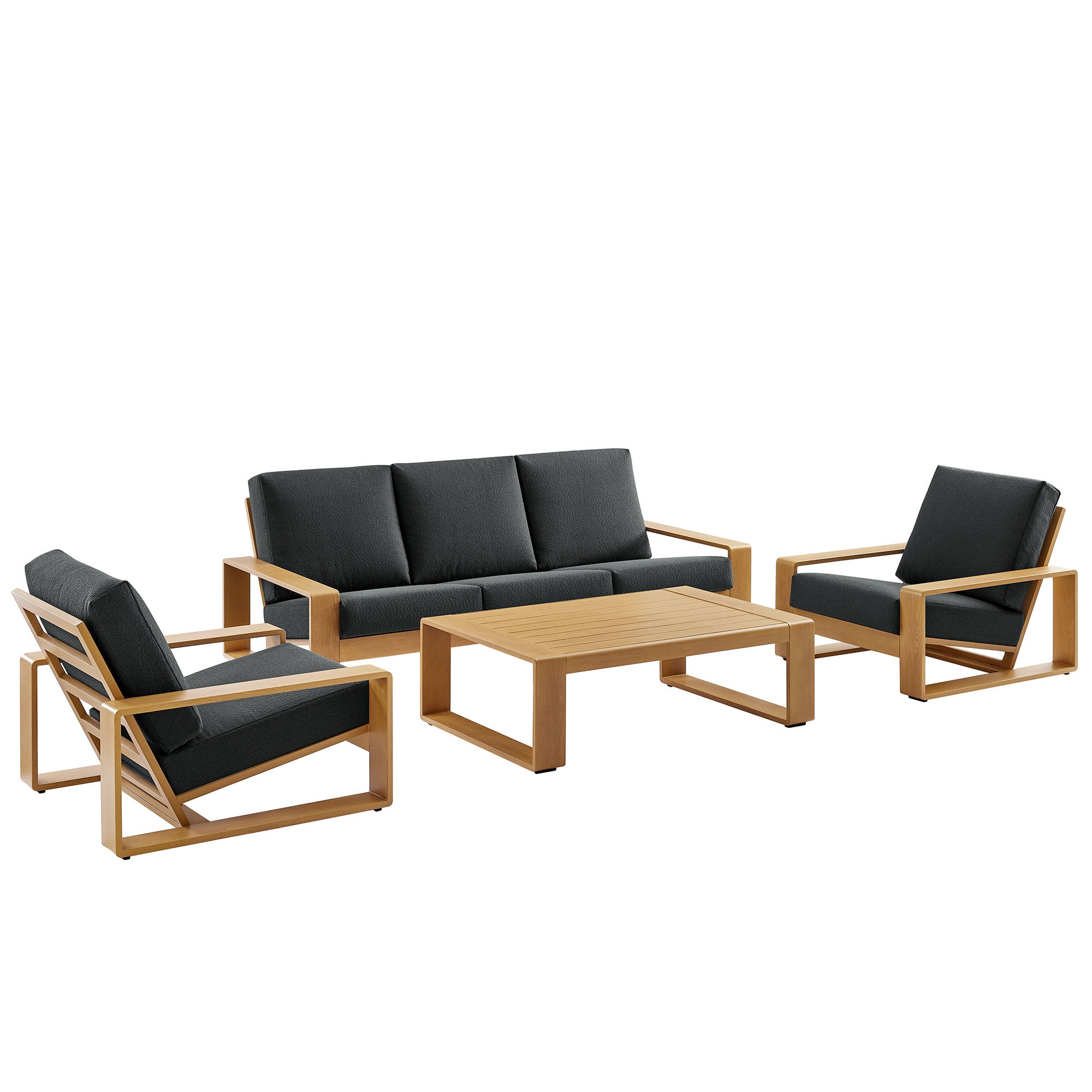 Lirienne 4-Piece Outdoor Patio Aluminum Faux Wood Furniture Set by Modway - Best Buy Furniture