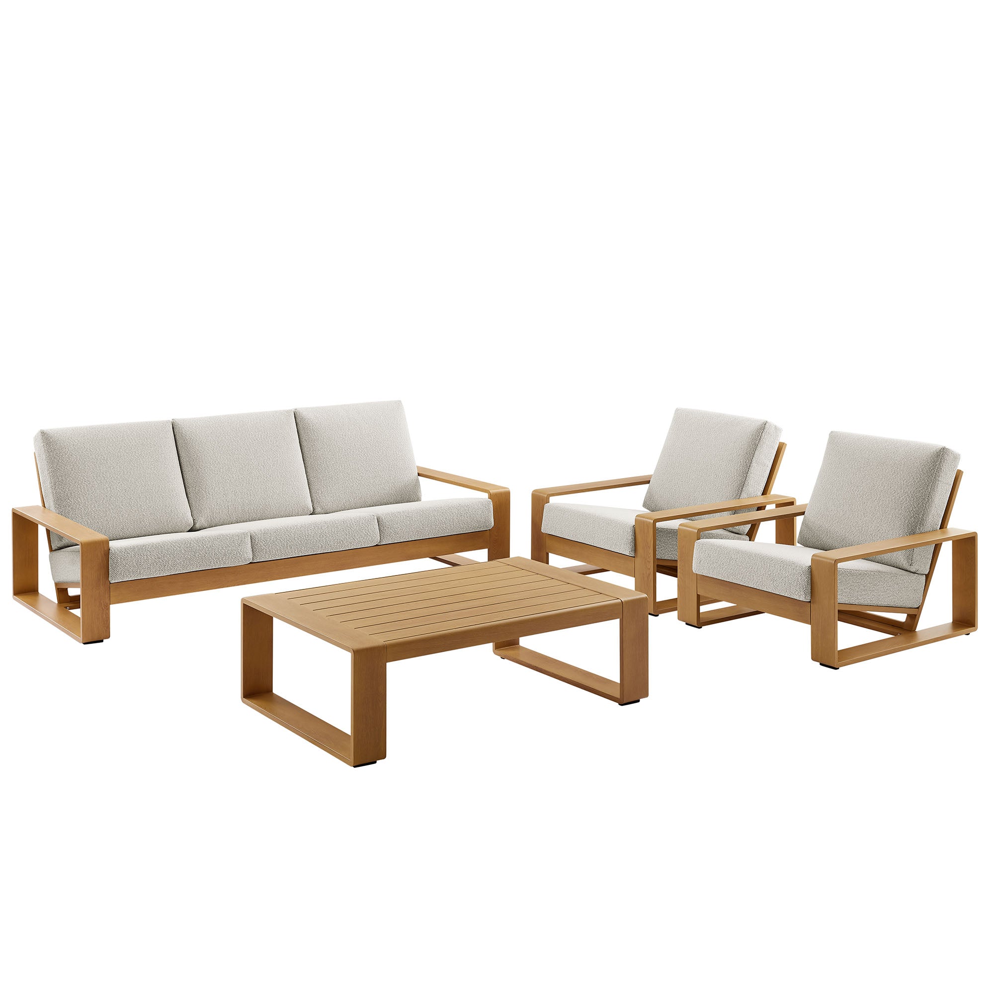 Lirienne 4-Piece Outdoor Patio Aluminum Faux Wood Furniture Set by Modway - Best Buy Furniture